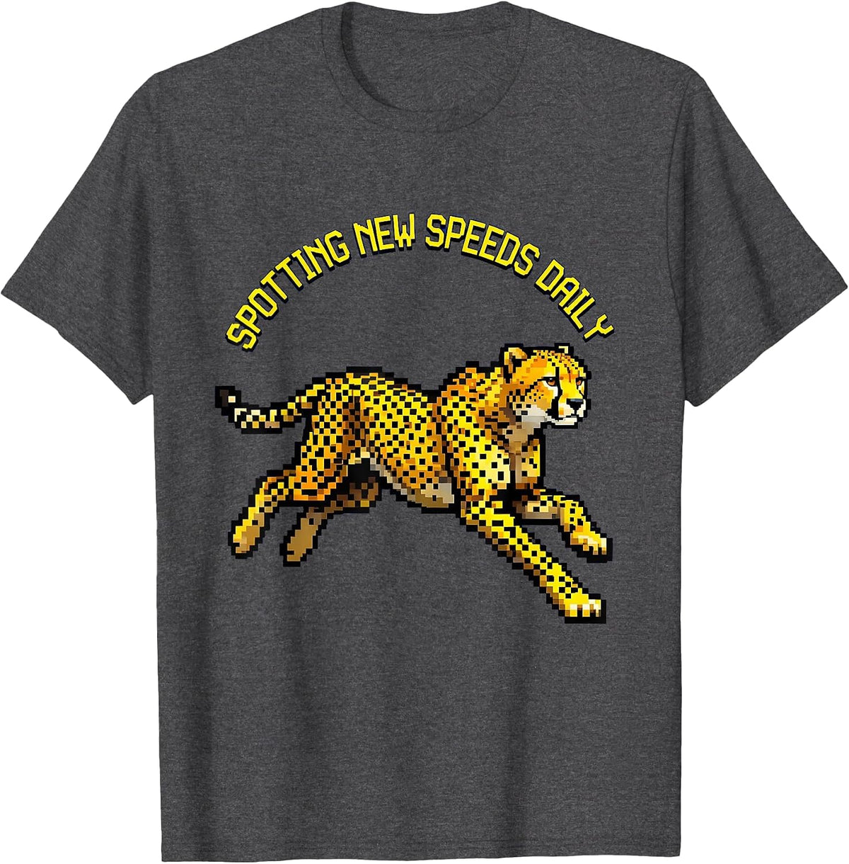 Spotting New Speeds Daily Cheetah Design T-Shirt - Dark Heather Grey