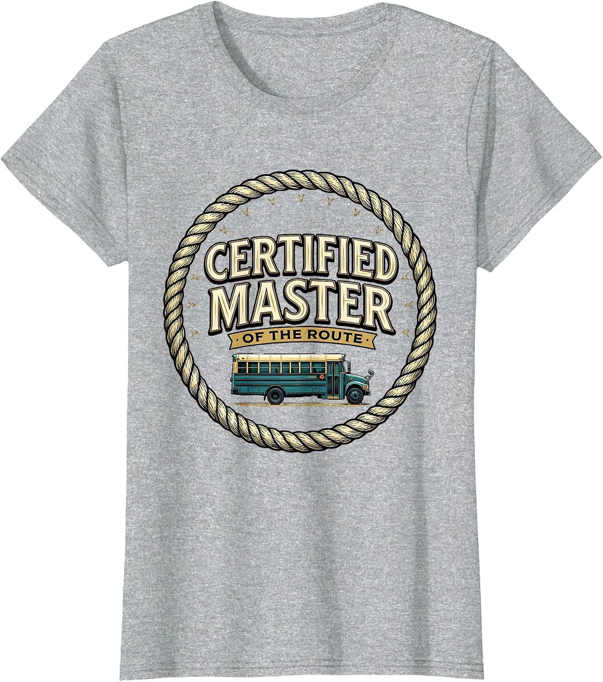 Women's Certified Master Of The Route Funny School Bus Driver T-Shirt - Heather Grey