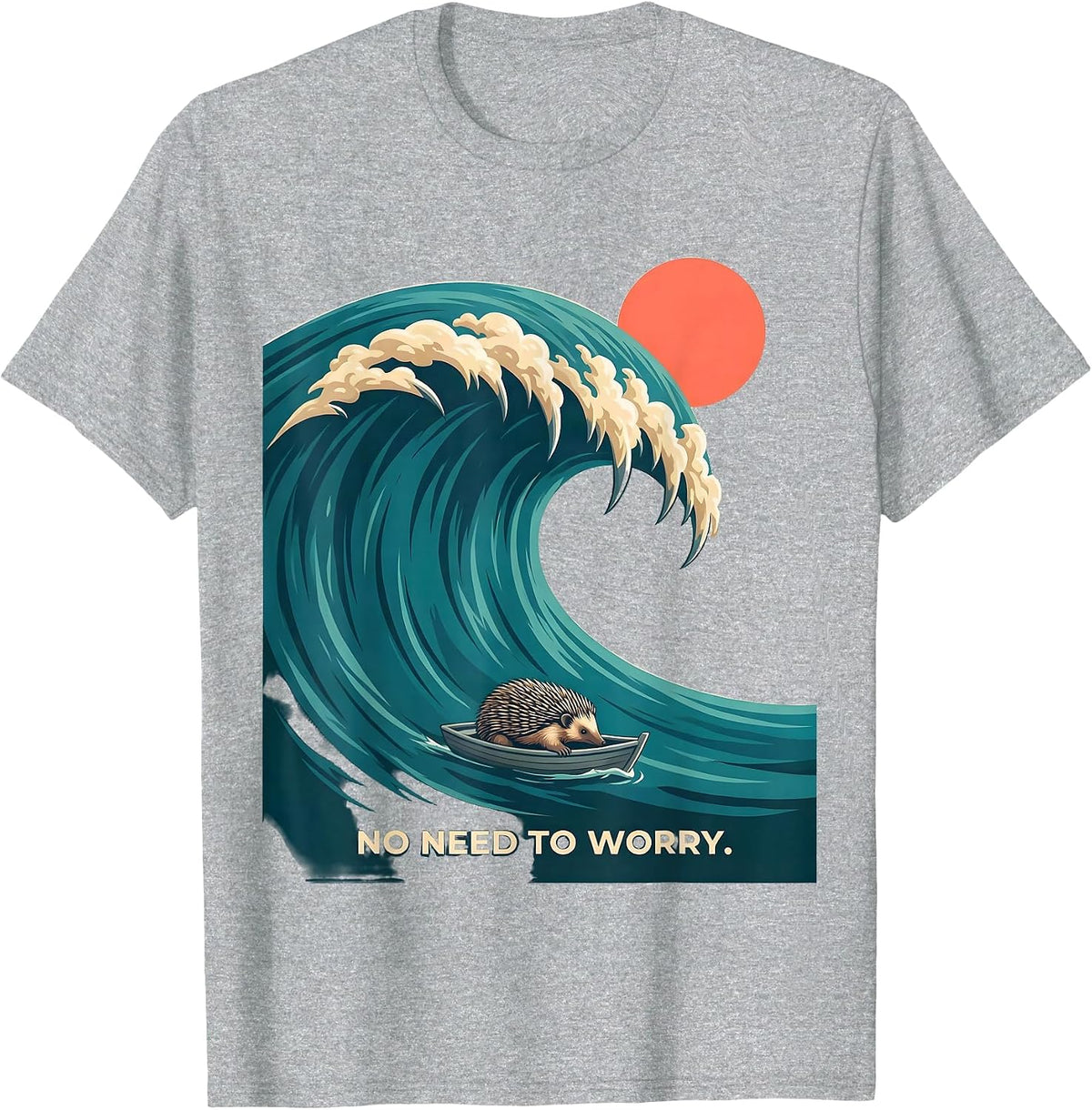 Men's No Need To Worry Funny Japanese Art Animal Meme Graphic T-Shirt - Heather Grey
