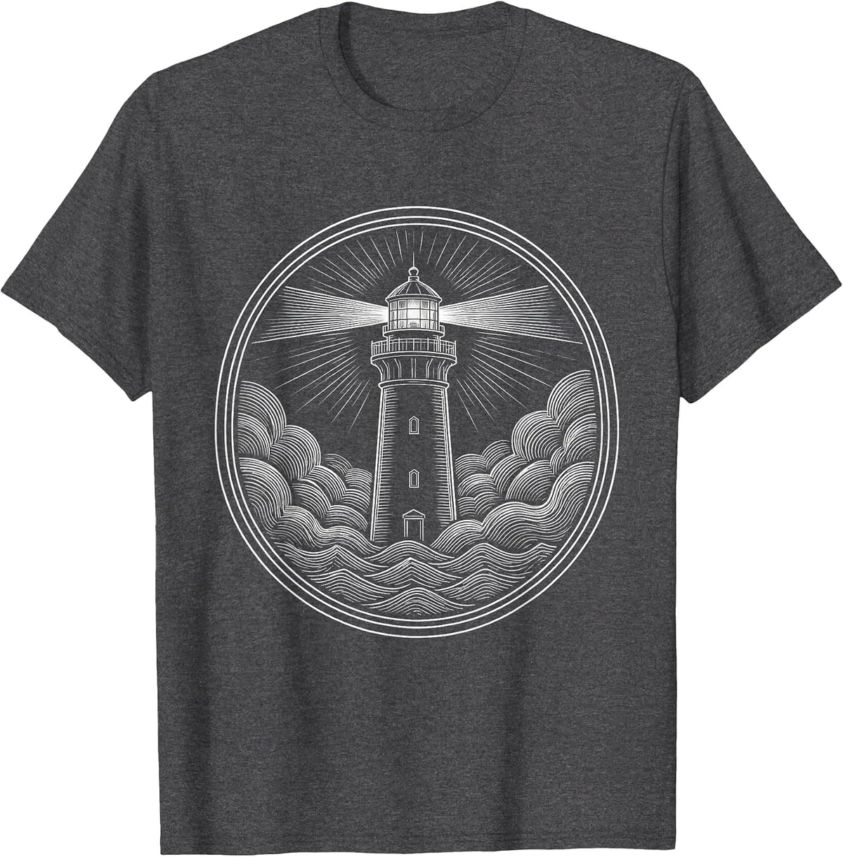 School Counselor Lighthouse Stormy Fog Graphic T-Shirt - Dark Heather Grey