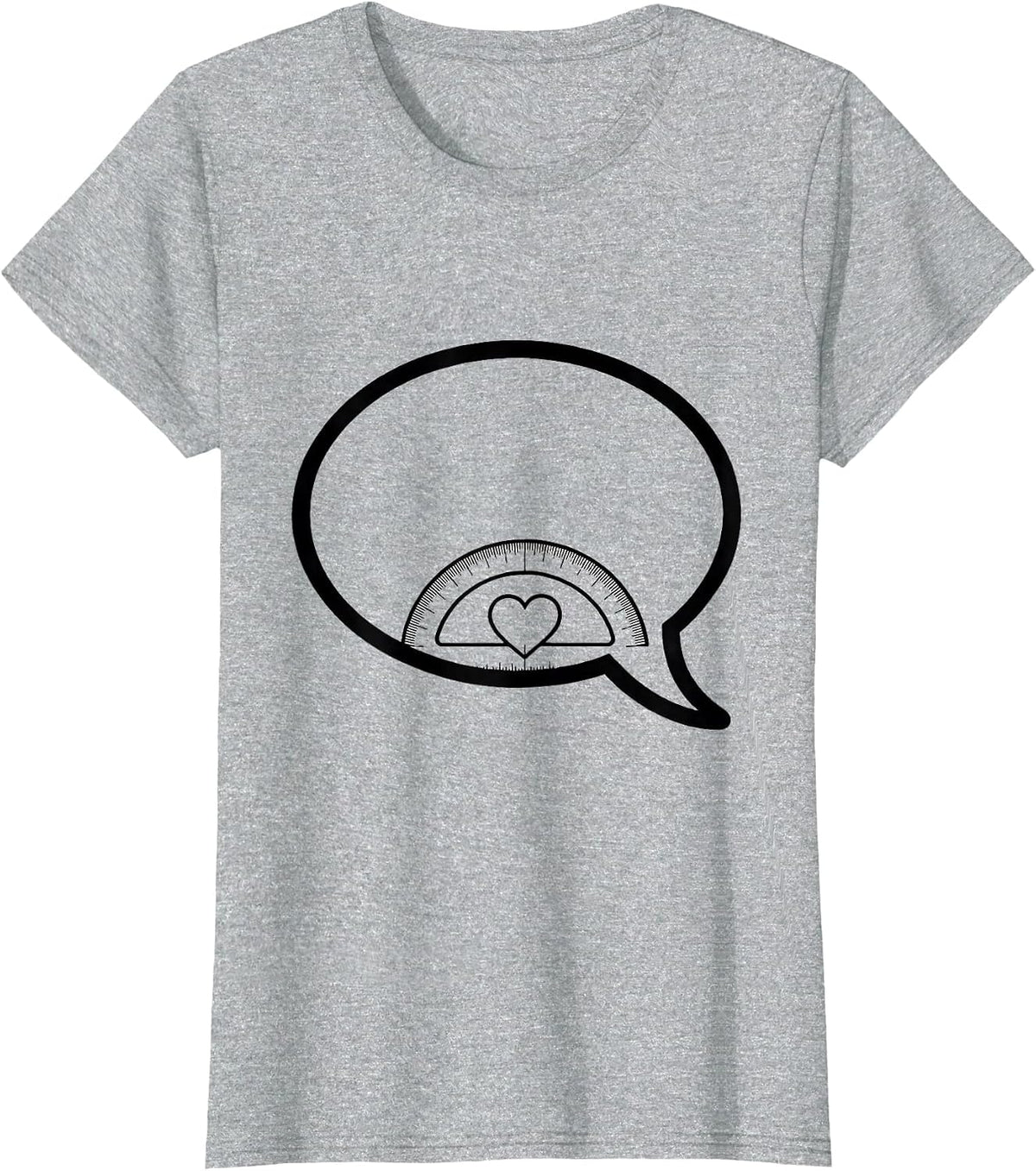 Women's Heart Protractor Teacher Valentine Day Humor T-Shirt - Heather Grey