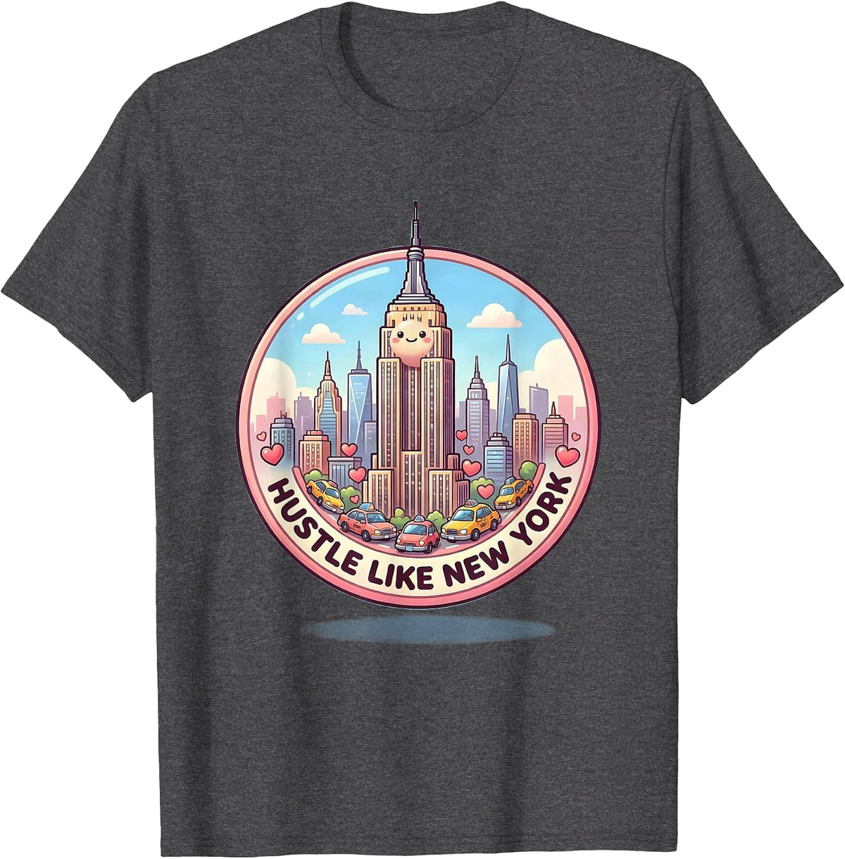 Men's Hustle Like New York Graphic Design T-Shirt - Dark Heather Grey