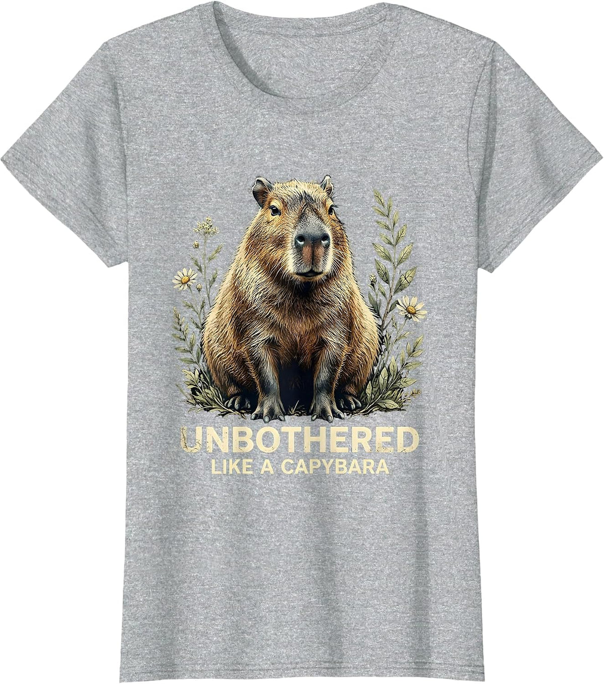 Unbothered Like a Capybara Chill Vibes Design T-Shirt - Heather Grey