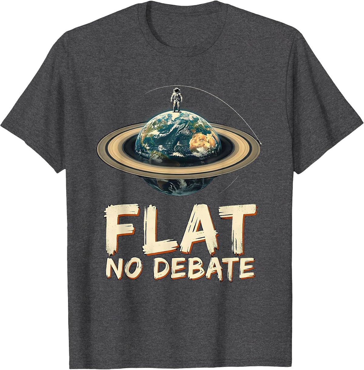 Flat No Debate Funny Flat Earth Conspiracy Theory Gift T-Shirt - Dark Heather Grey