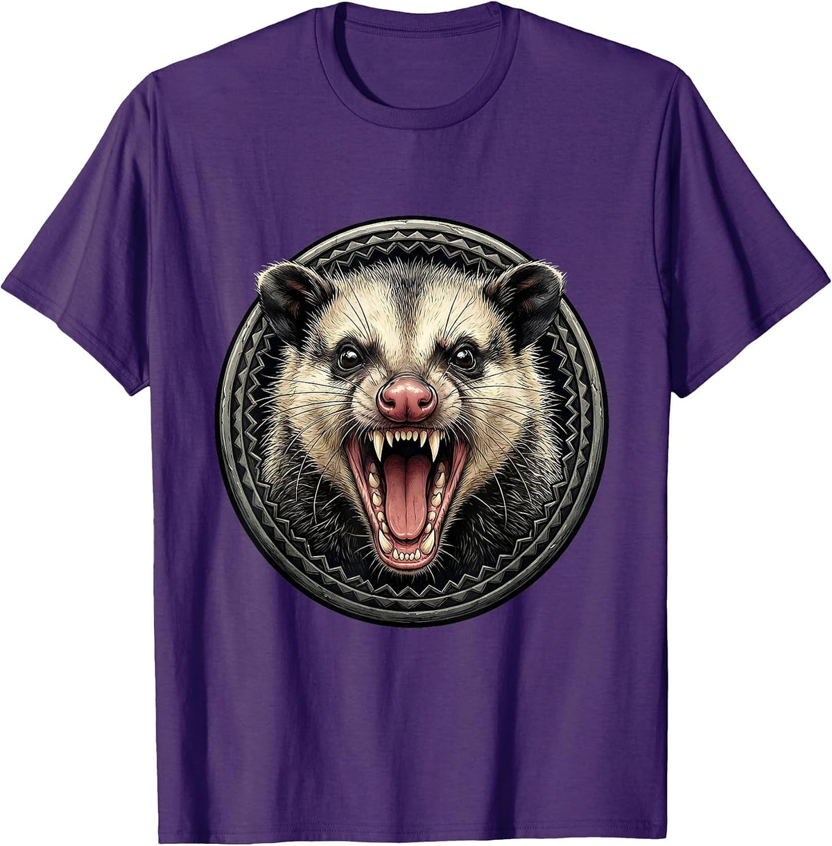 Hissing Opossum Wild Animal Graphic Tee T-Shirt - Purple