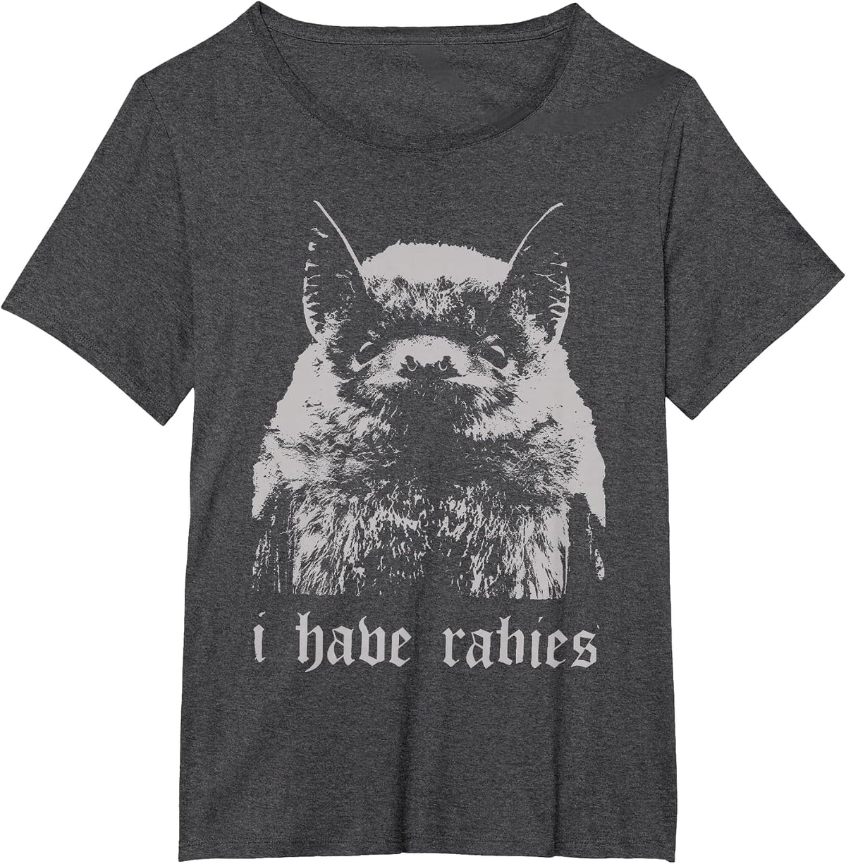 Vintage I Have Rabies Bat Funny Meme Quotes T-Shirt - Dark Heather Grey