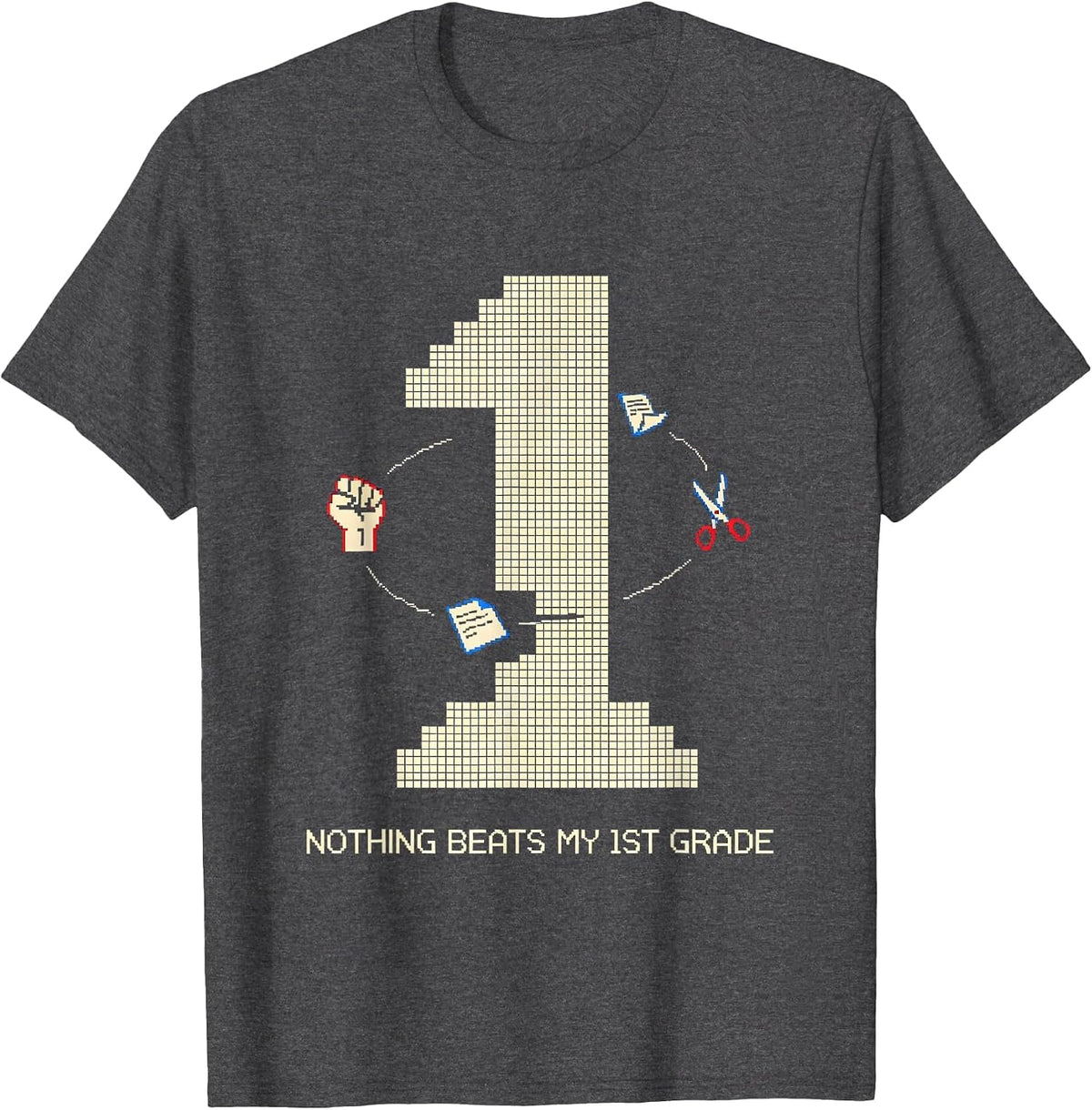 Nothing Beats My 1st Grade Pixel Art Back To School Humor T-Shirt - Dark Heather Grey