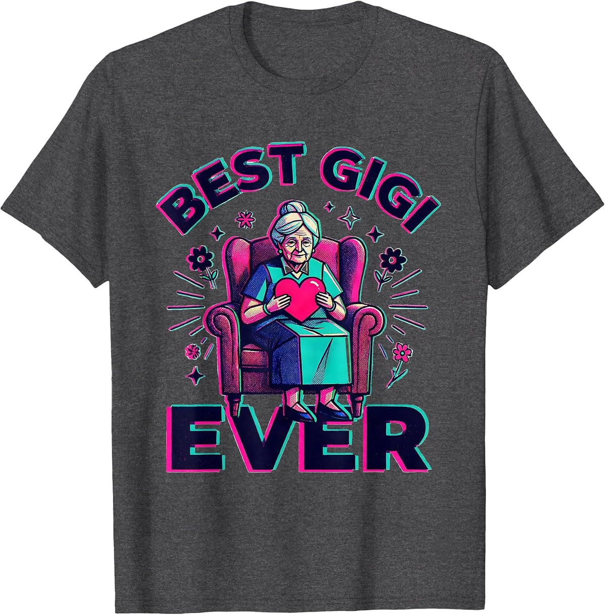 Men's Best Gigi Ever Proud Grandparent Design T-Shirt - Dark Heather Grey