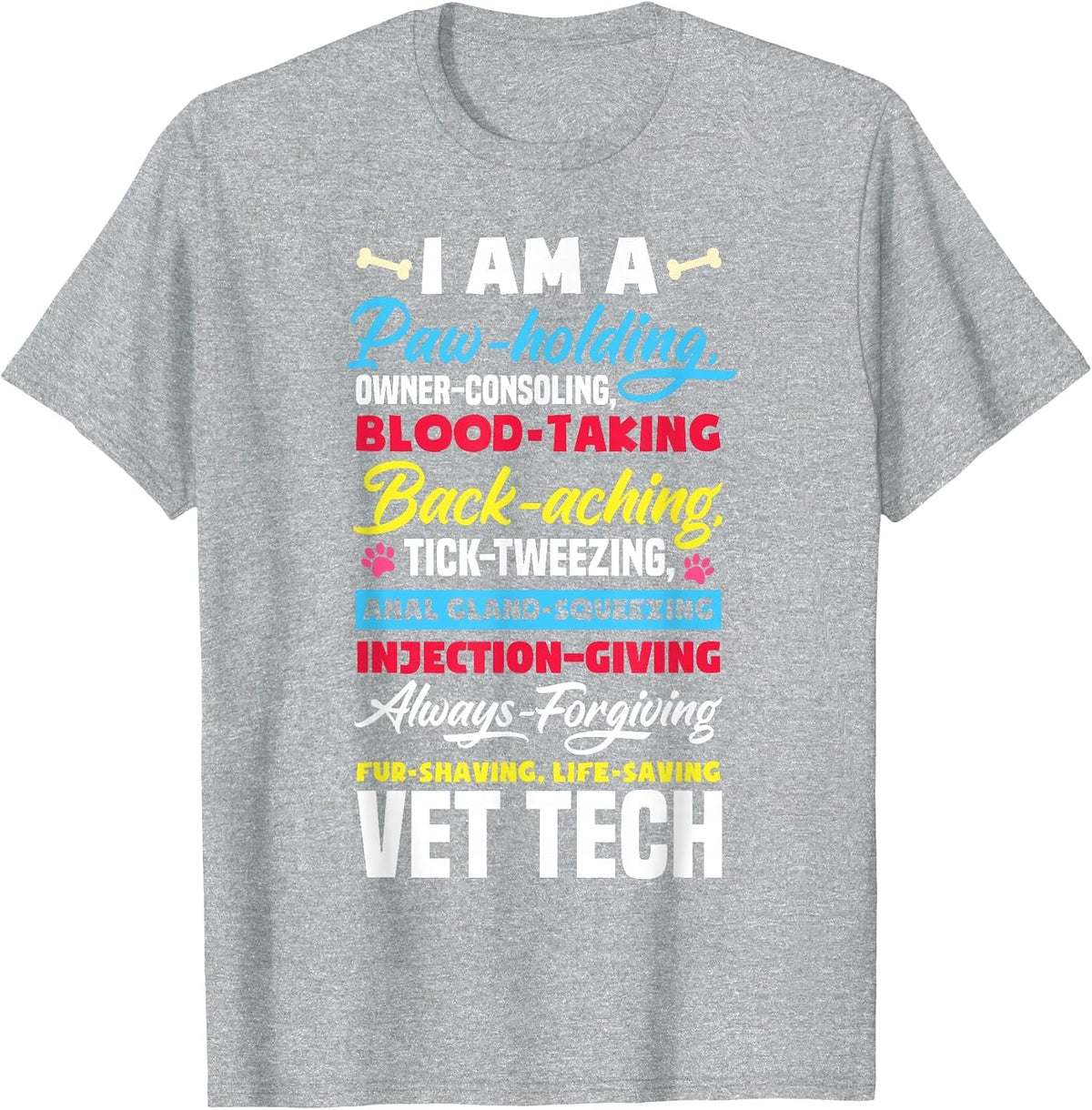 Vet Tech Paw Holding Funny Veterinary Technician T-Shirt - Heather Grey