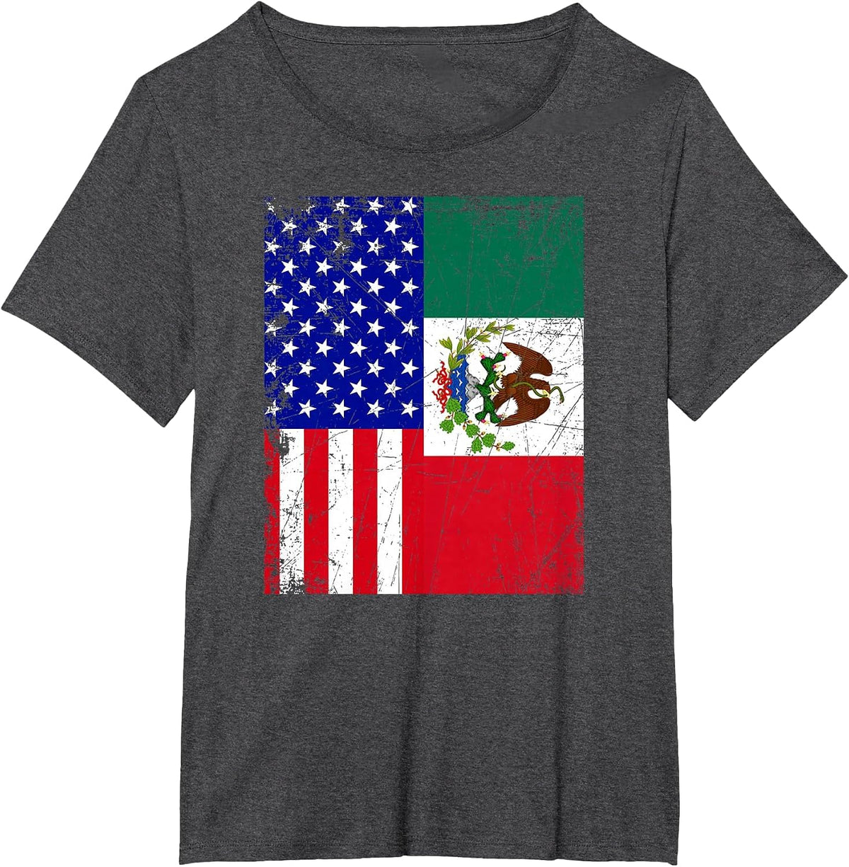 Mexican American Flag Shirt | Half Mexico Half USA T-Shirt T-Shirt - Dark Heather Grey