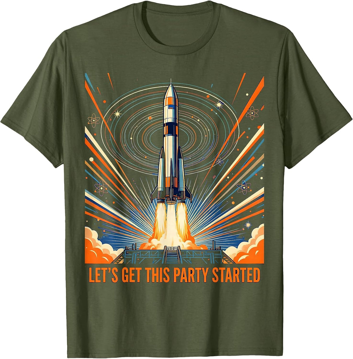 Let's Get This Party Started Celebration Design T-Shirt - Olive Green