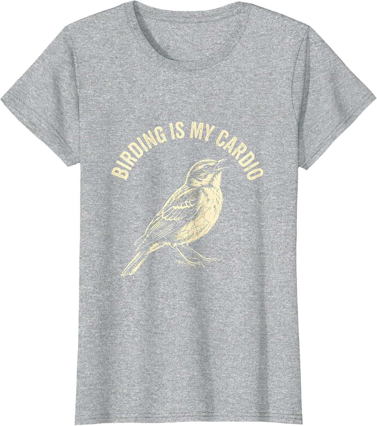 Birding Is My Cardio Bird Nerd Design T-Shirt - Heather Grey