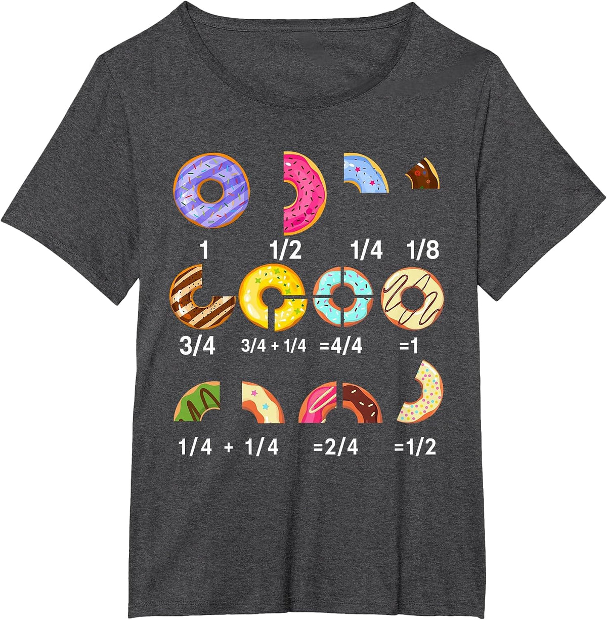Funny Math Donut Back to School Math Teacher Sarcastic Humor T-Shirt - Dark Heather Grey