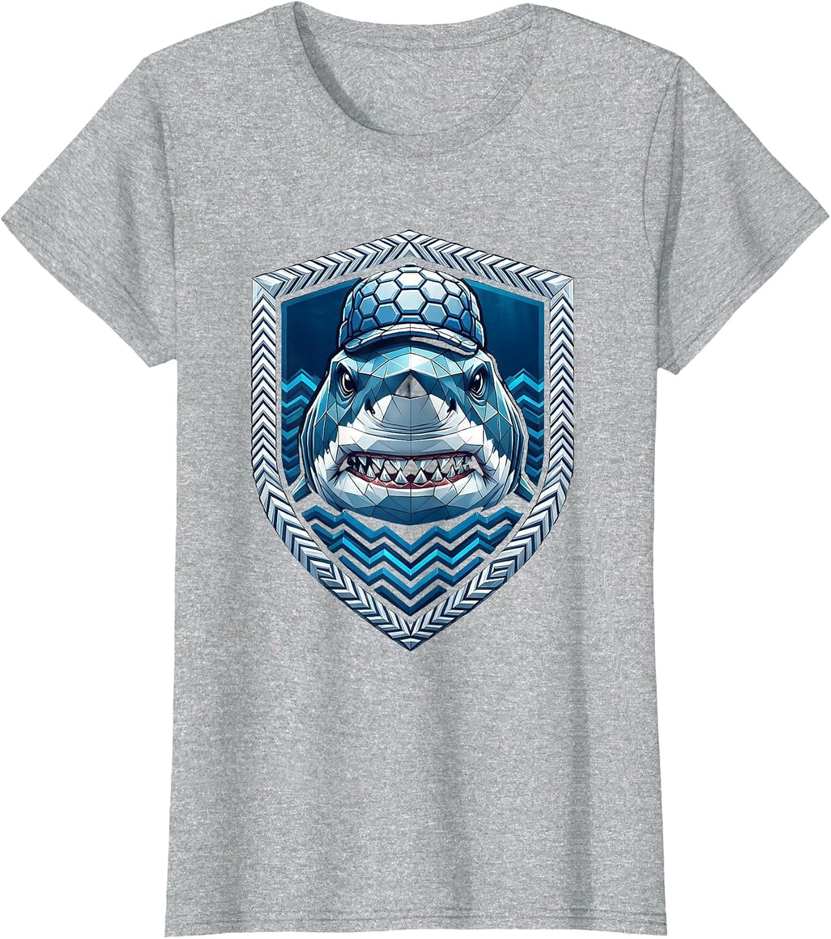 Rugby Shark Scrum Cap Underwater Graphic T-Shirt - Heather Grey