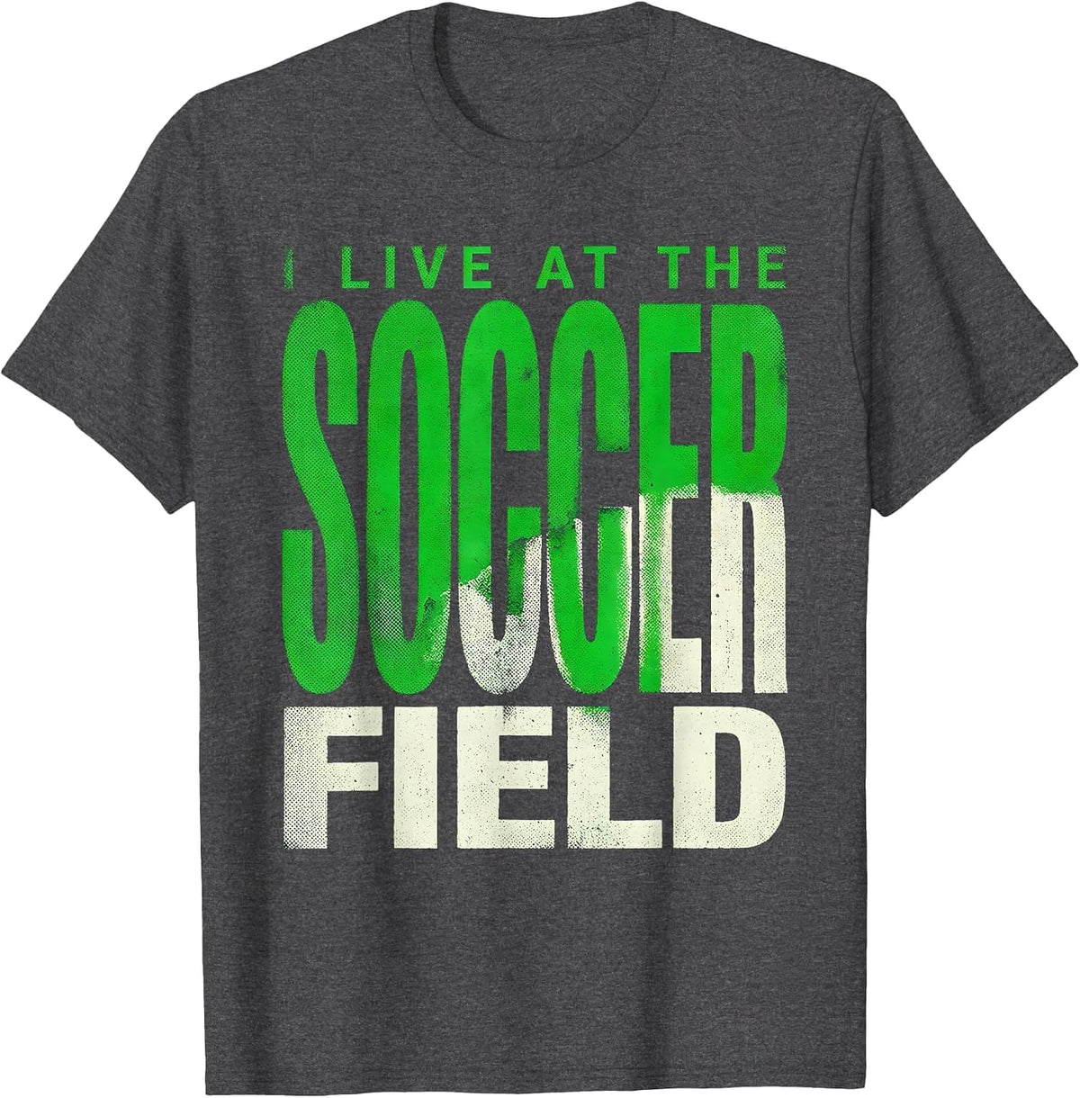 Men's I Live At The Soccer Field Soccer Dad Design T-Shirt - Dark Heather Grey