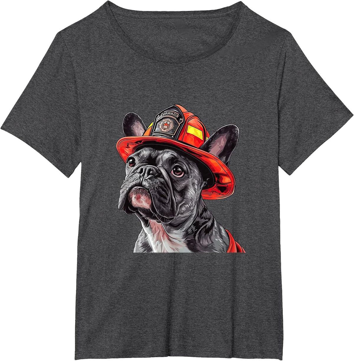 French Bulldog Firefighter Hat Fireman Dog T-Shirt - Dark Heather Grey