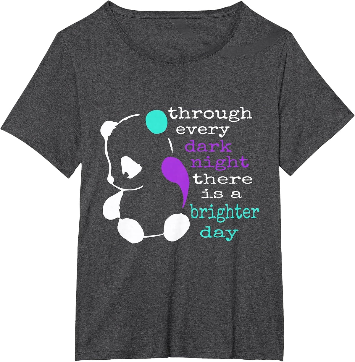 Panda Semicolon Suicide Prevention Awareness T-Shirt - Dark Heather Grey