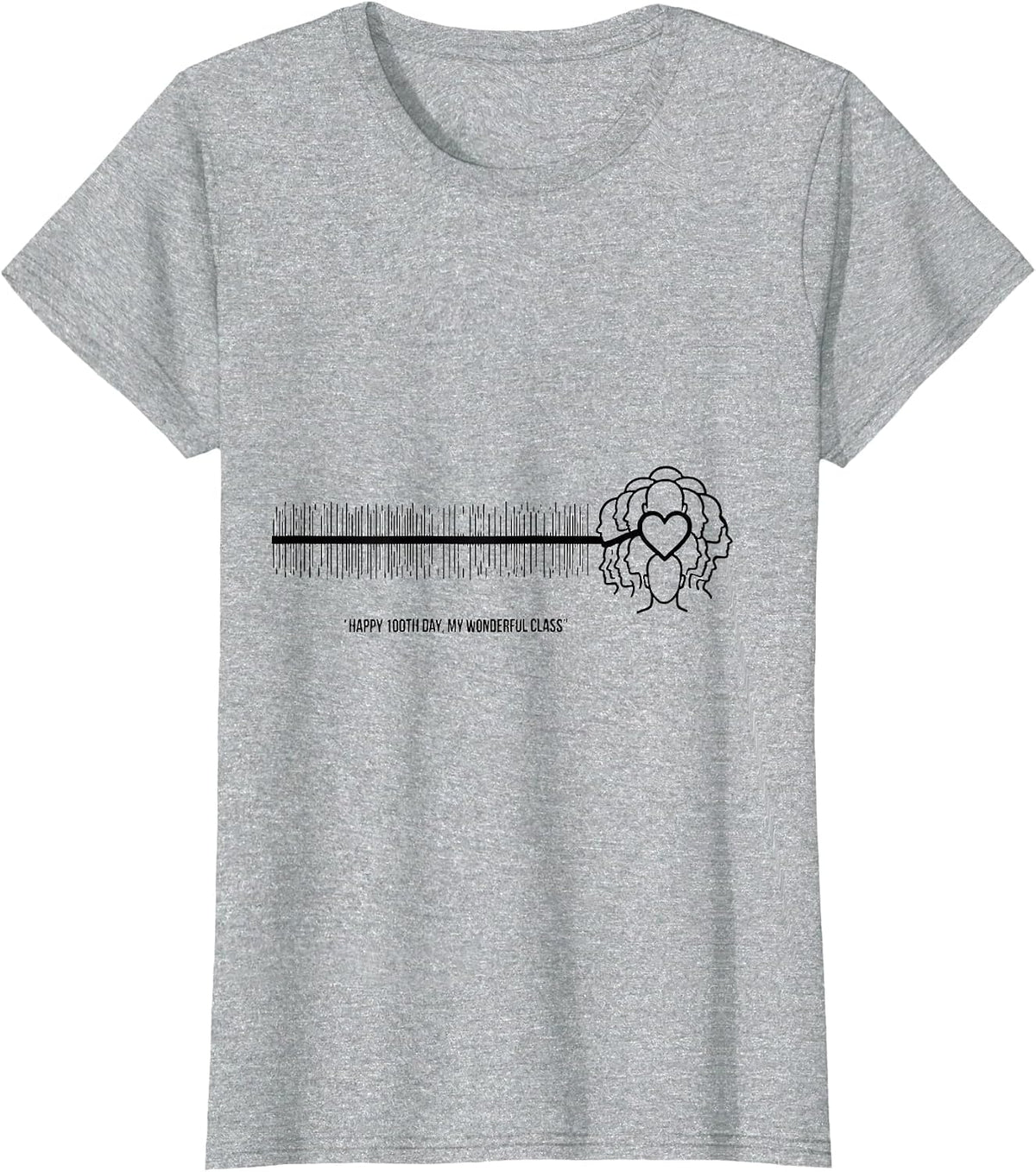 Happy 100th Day My Wonderful Class Teacher Valentine Gift T-Shirt - Heather Grey