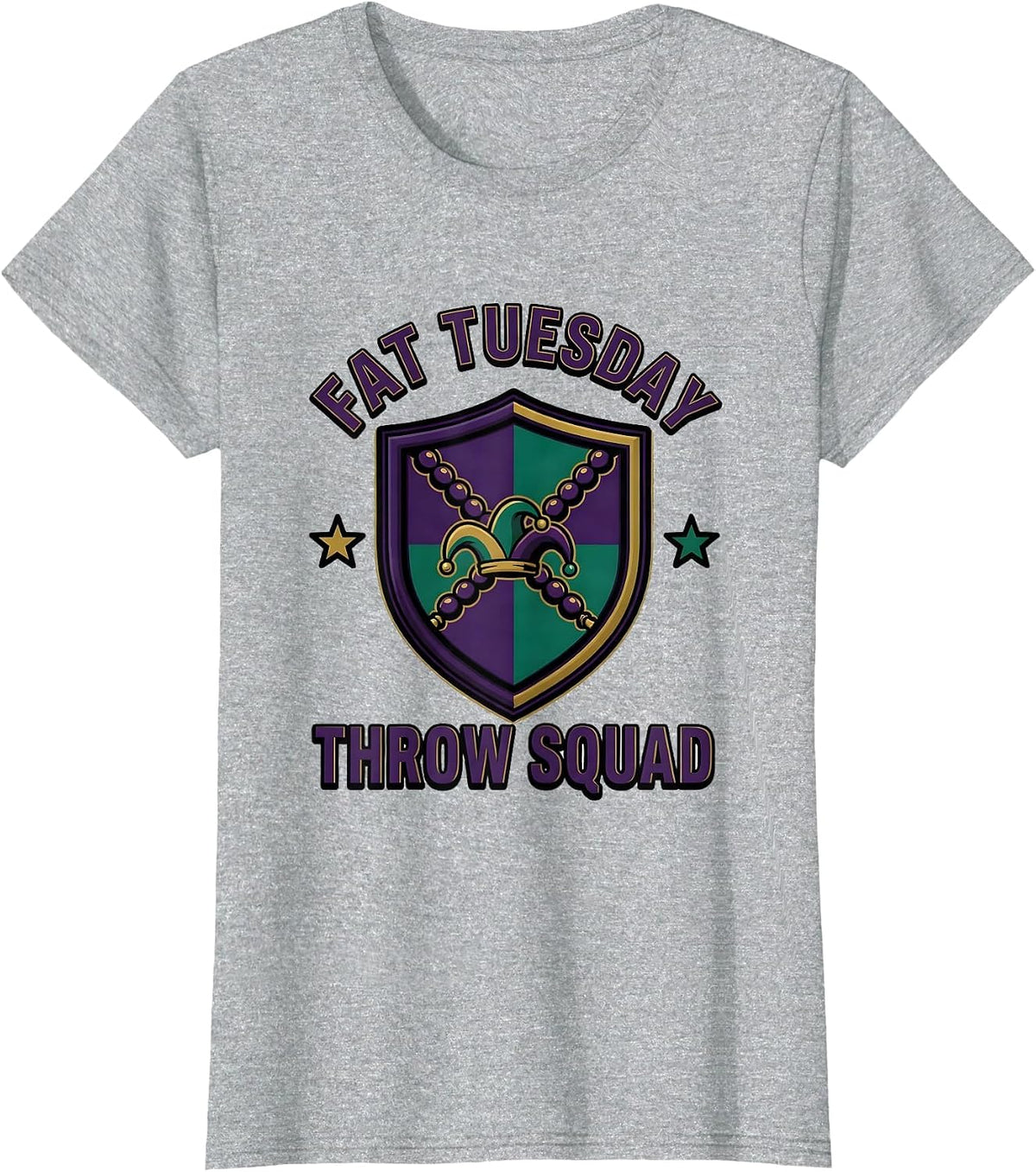 Women's Fat Tuesday Throw Squad Funny Mardi Gras Carnival Party T-Shirt - Heather Grey