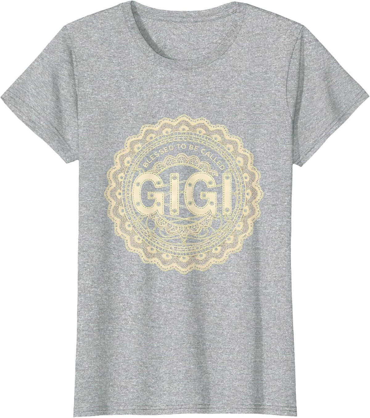 Women's Blessed To Be Called Gigi Lace Cutwork Grandma Gift T-Shirt - Heather Grey