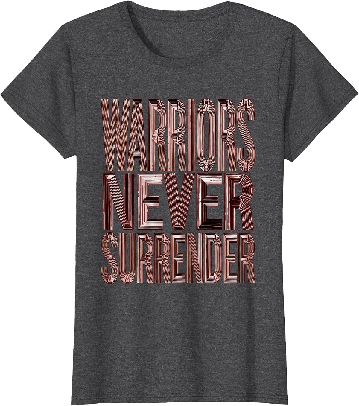 Women's Warriors Never Surrender Crusader Design T-Shirt - Dark Heather Grey
