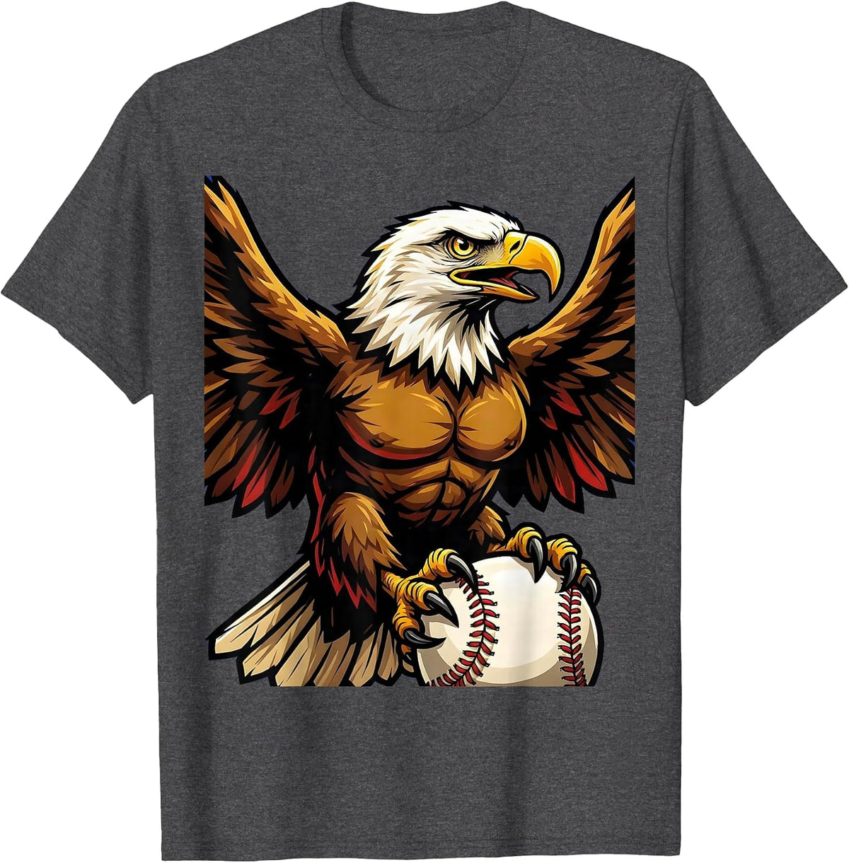 Men's Eagle Clutching Softball Graphic Softball Mom T-Shirt - Dark Heather Grey