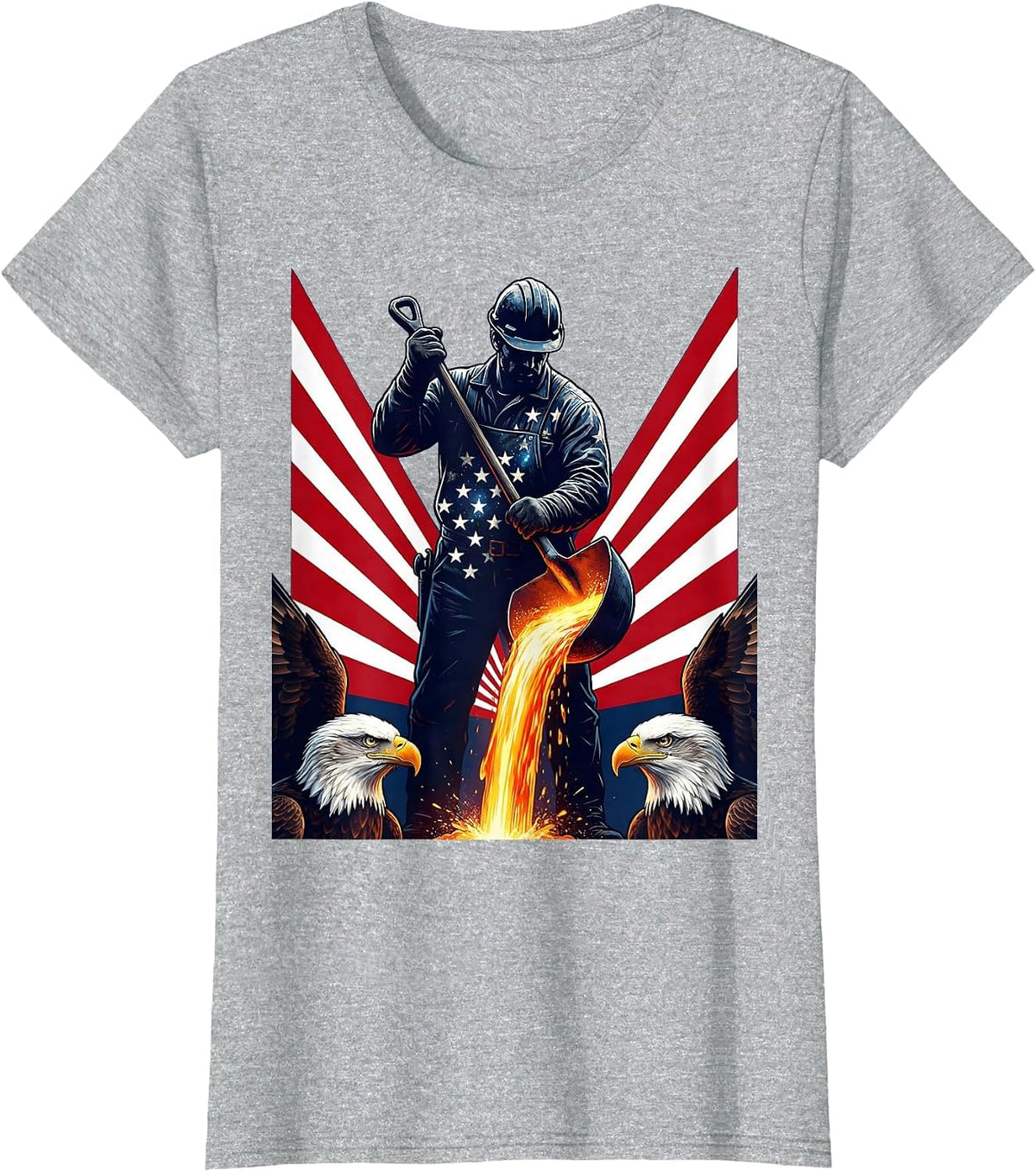 Women's Steelworker Molten Metal Foundry Graphic T-Shirt - Heather Grey