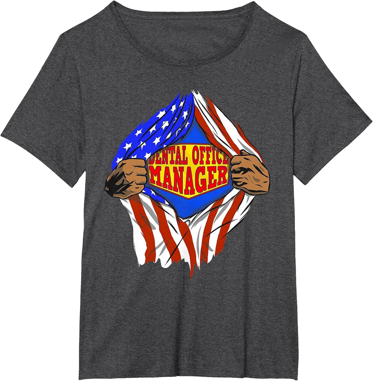 Funny Super Dental Office Manager Hero Job T-Shirt - Dark Heather Grey