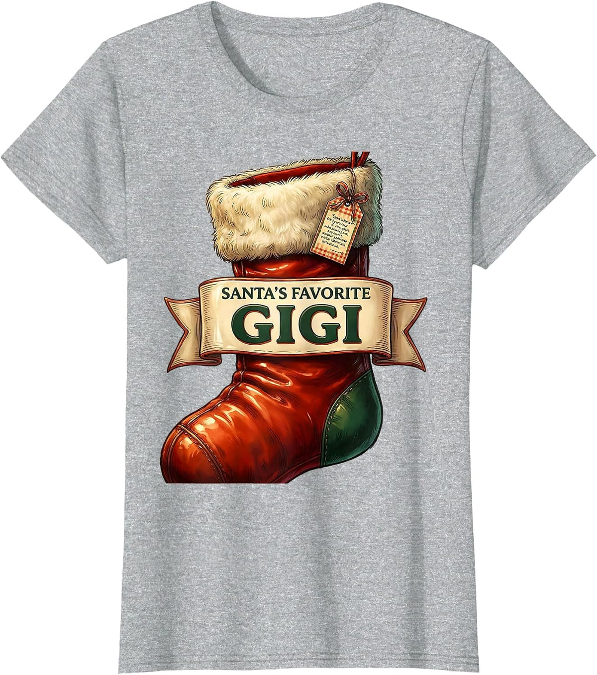 Santa's Favorite Gigi Family Matching Christmas Pajama Role T-Shirt - Heather Grey