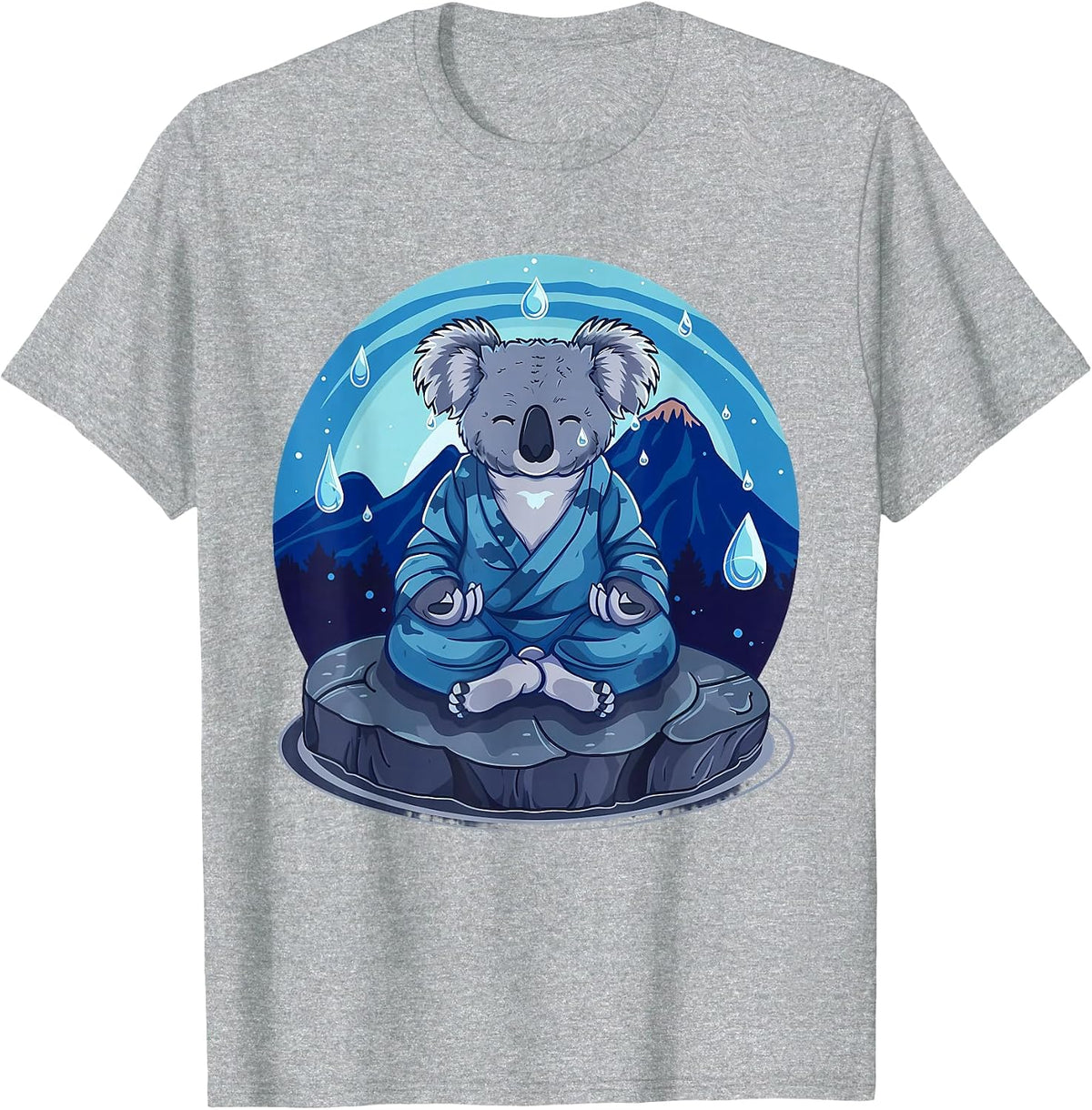 Koala Meditation Mountain Yoga Zen Buddha Buddhist Hindu T-Shirt - Heather Grey