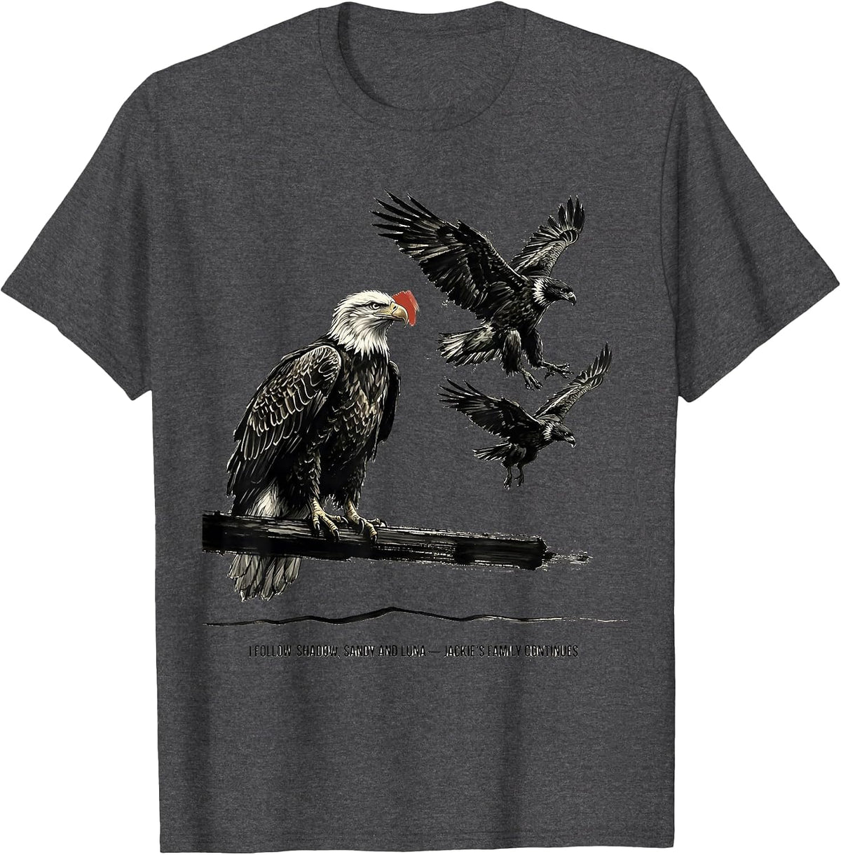 I Follow Shadow, Sandy And Luna — Jackie’s Family Continues T-Shirt - Dark Heather Grey