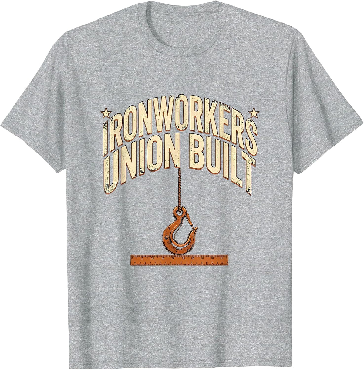 Men's Ironworkers Union Built Heavy Condensed Block Sans Labor T-Shirt - Heather Grey