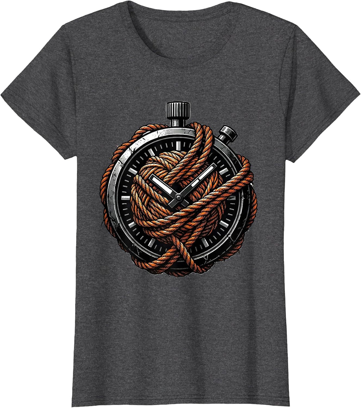 Women's Chaos Coordinator Stopwatch Tangled in Yarn T-Shirt - Dark Heather Grey