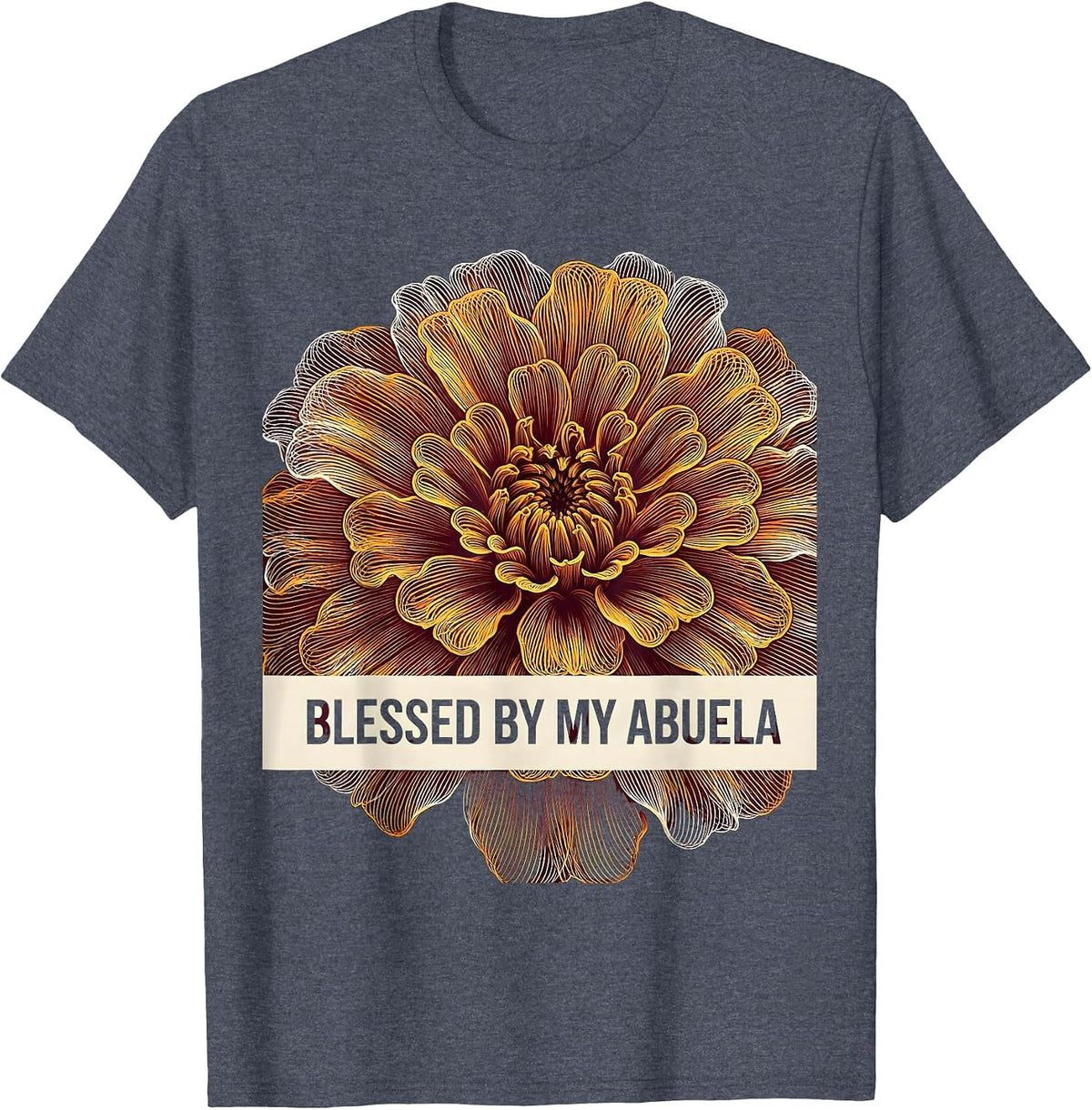 Blessed By My Abuela Latina Heritage Design T-Shirt - Heather Blue