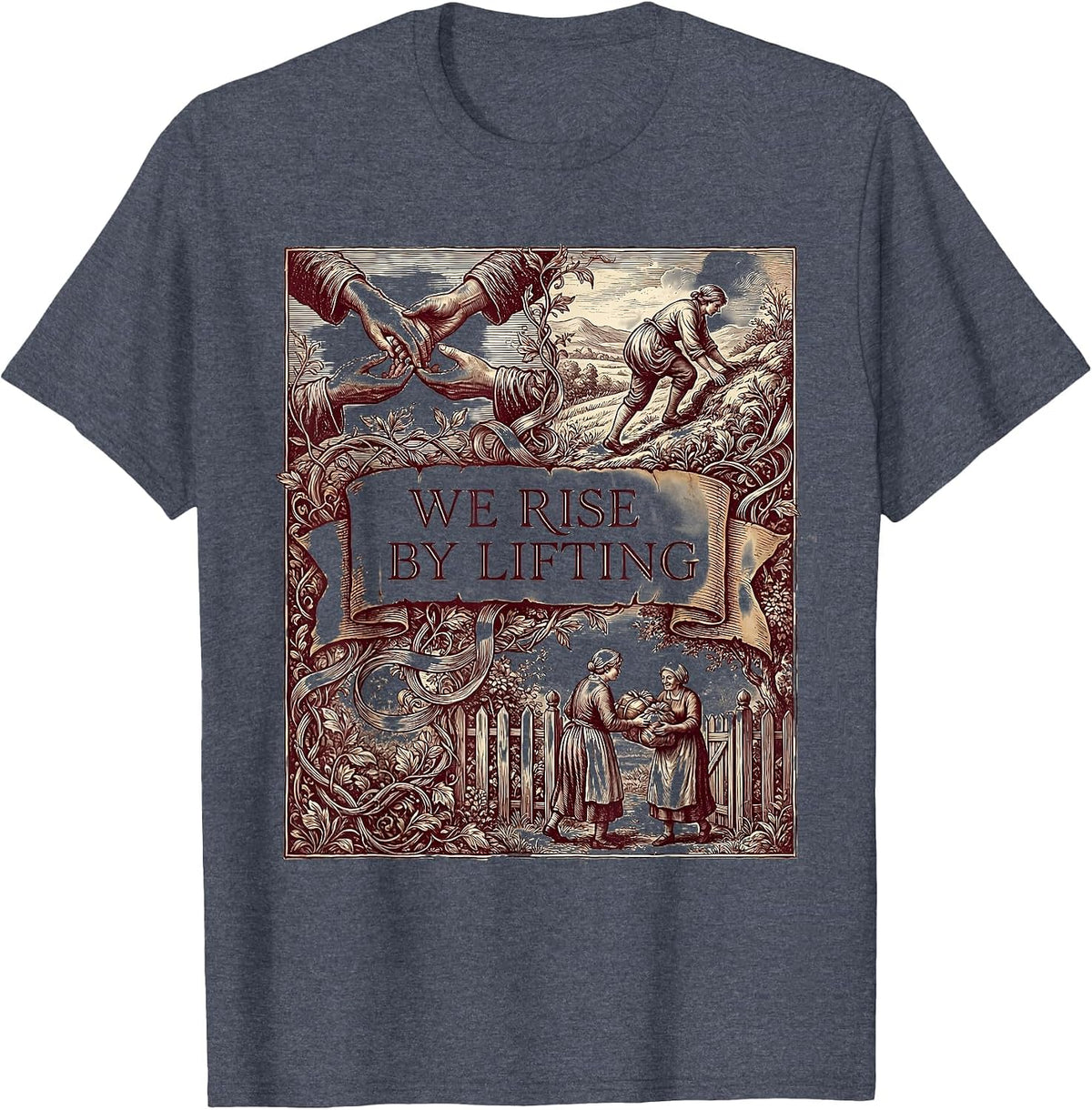 We Rise By Lifting Altruismo House Design T-Shirt - Heather Blue