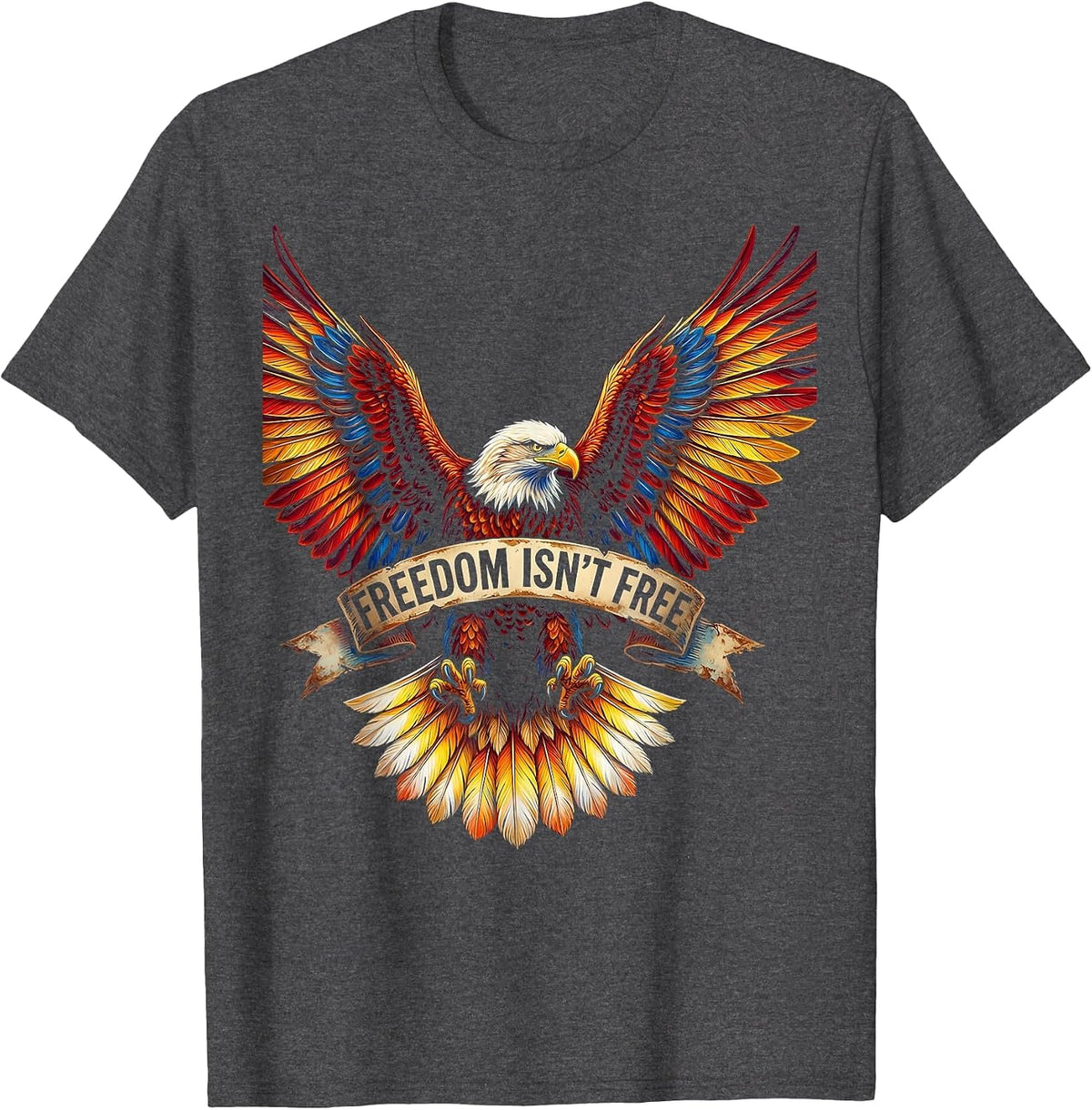 Freedom Isn't Free Memorial Day Patriotic Design T-Shirt - Dark Heather Grey