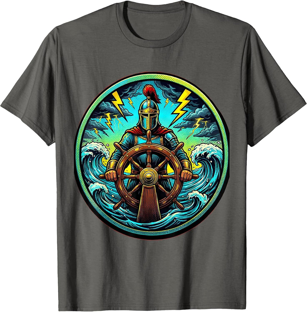 Men's Chaos Coordinator Crowned Captain Stormy Whirlpool T-Shirt - Asphalt Grey