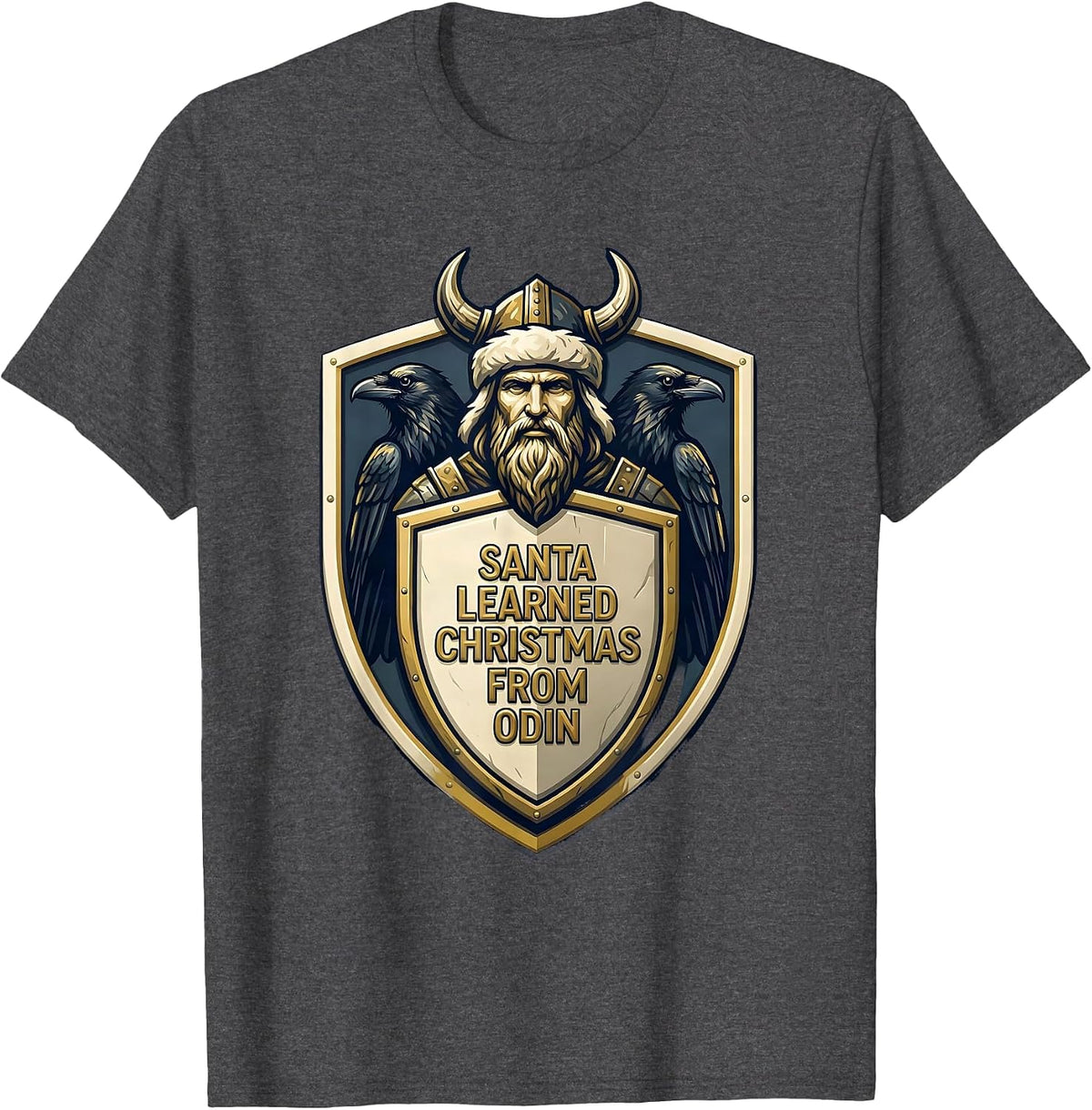 Santa Learned Christmas From Odin Viking Norse Holiday T-Shirt - Dark Heather Grey