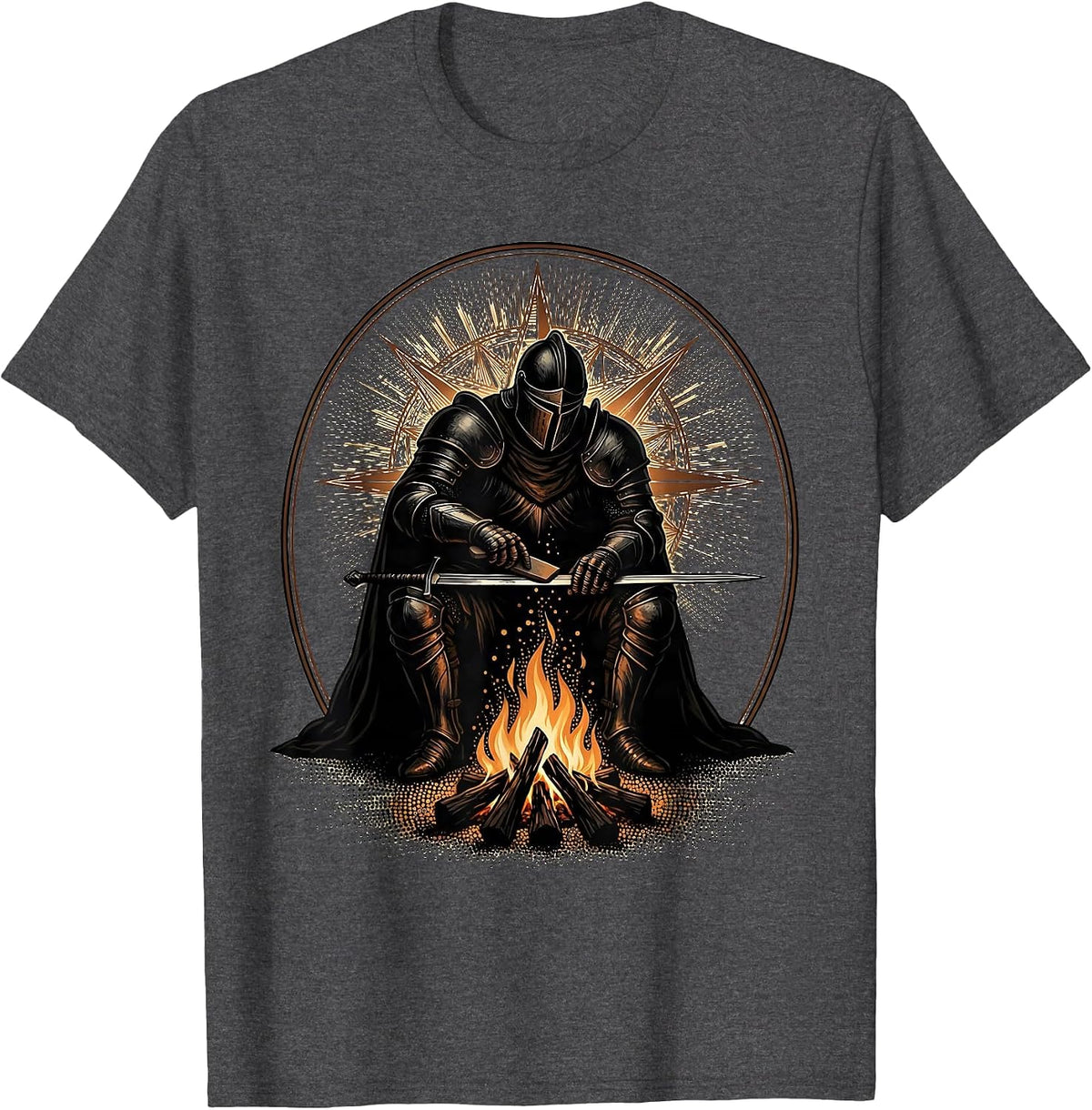 Men's Iron Sharpens Iron Lone Warrior Campfire T-Shirt - Dark Heather Grey