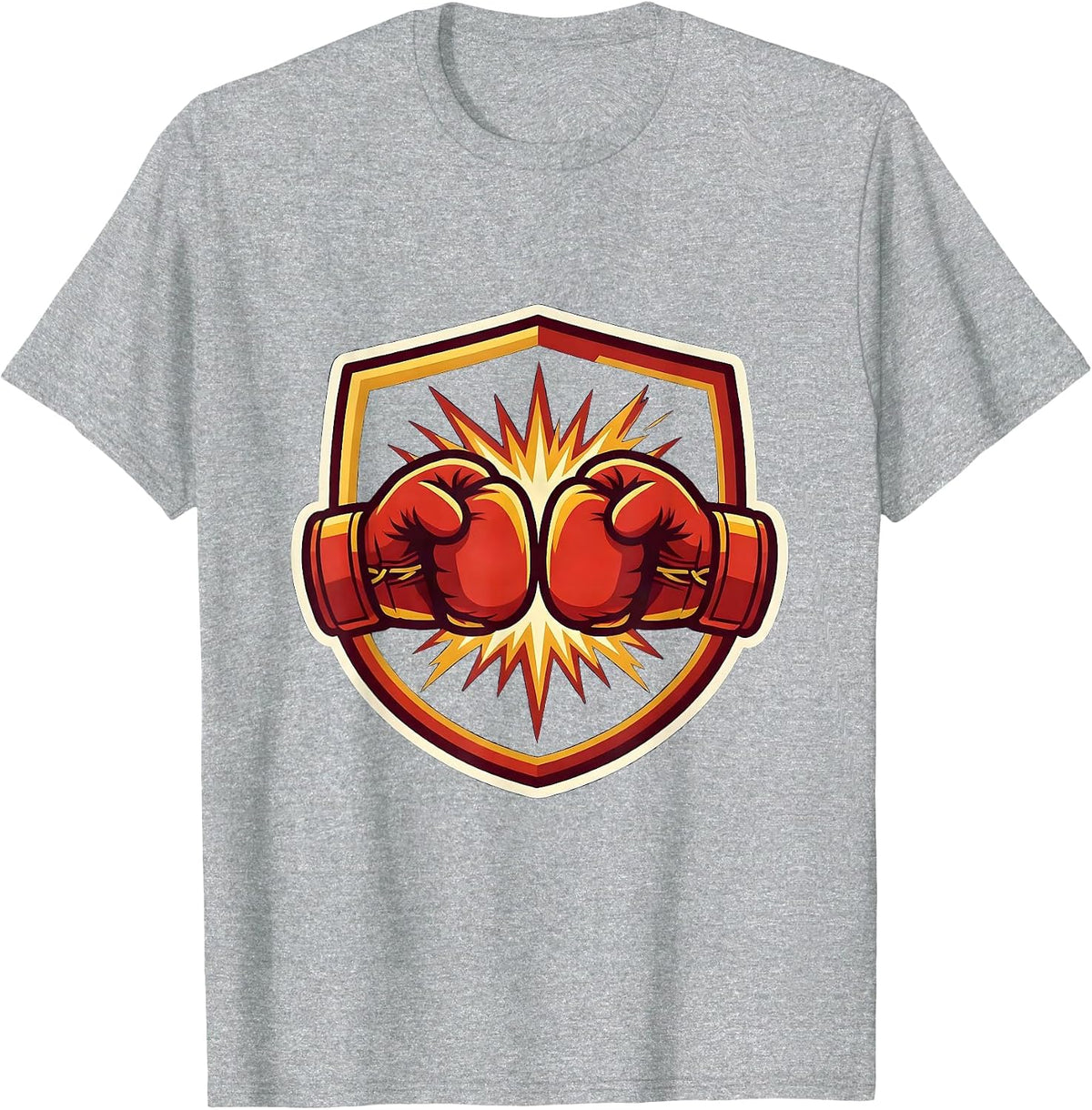 Men's Boxing Gloves Clash Sparks Graphic Tee T-Shirt - Heather Grey