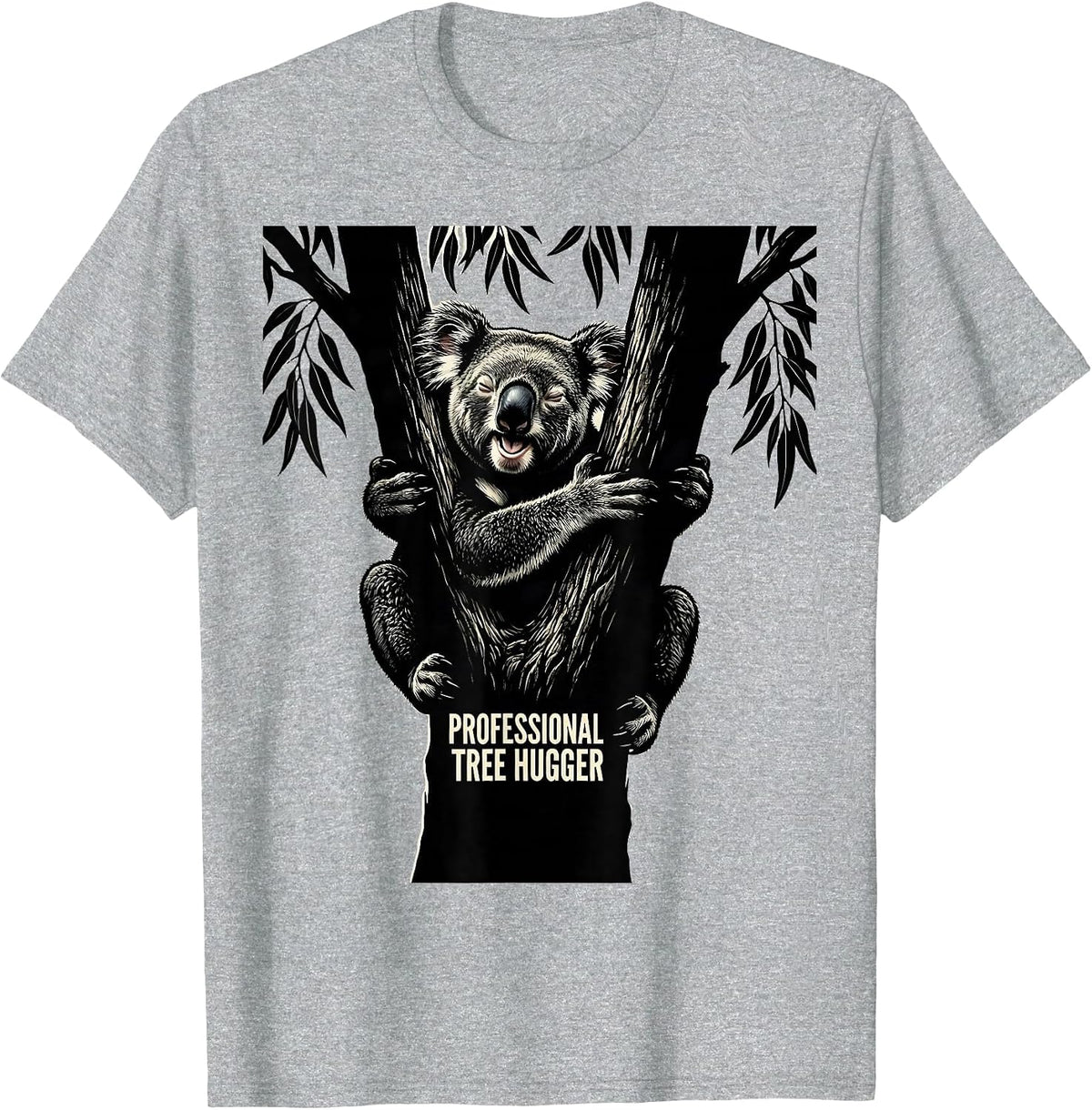 Men's Professional Tree Hugger Funny Koala Animal Lover Humor T-Shirt - Heather Grey