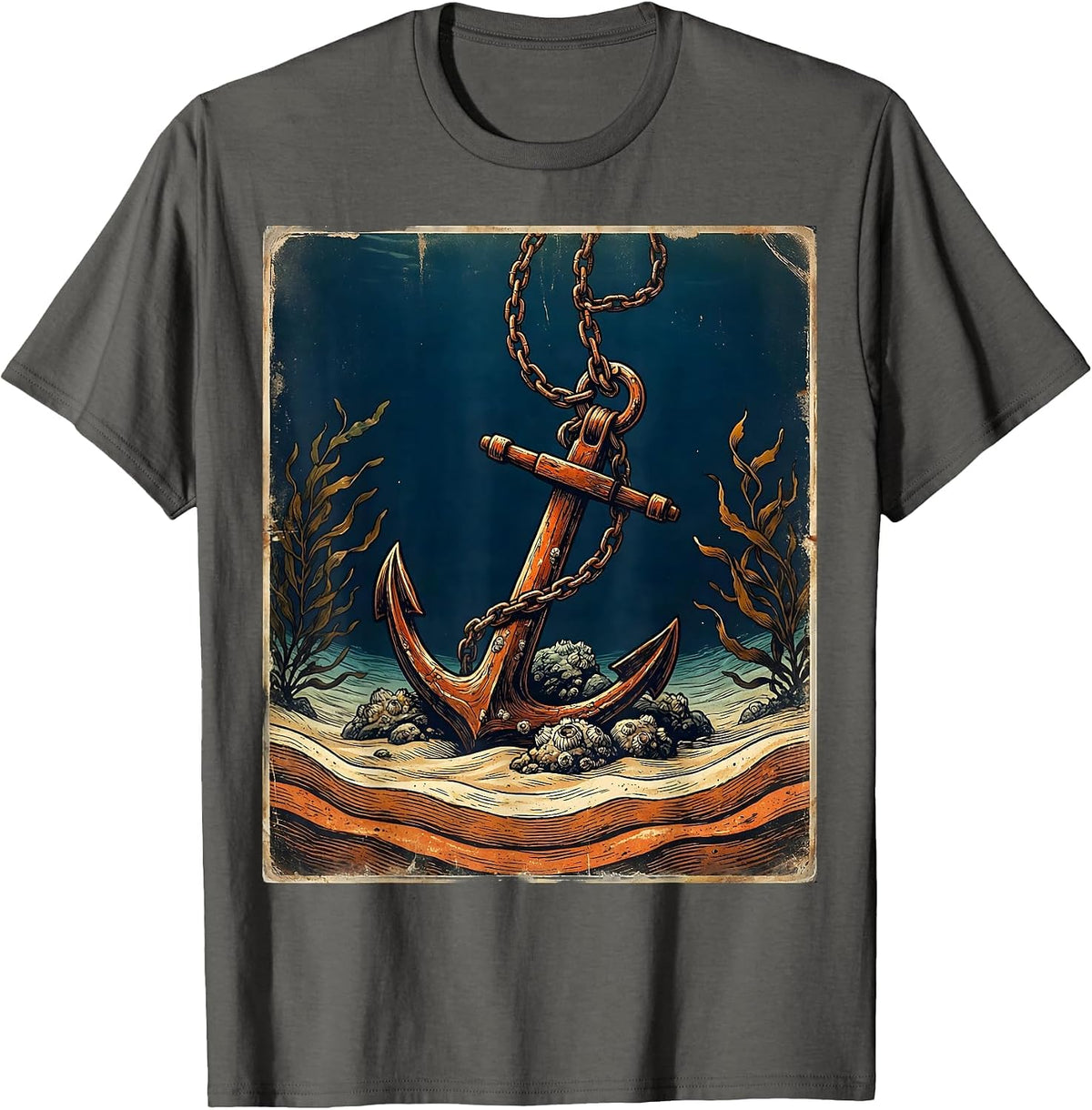 Anchor Dropped to the Ocean Floor Graphic T-Shirt - Asphalt Grey