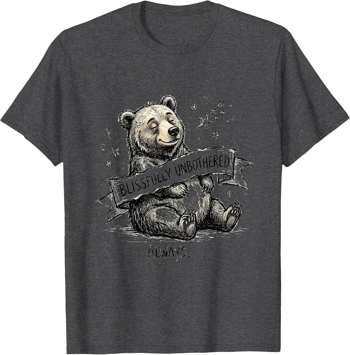 Men's We Do Not Care Club Blissfully Unbothered Design T-Shirt - Dark Heather Grey