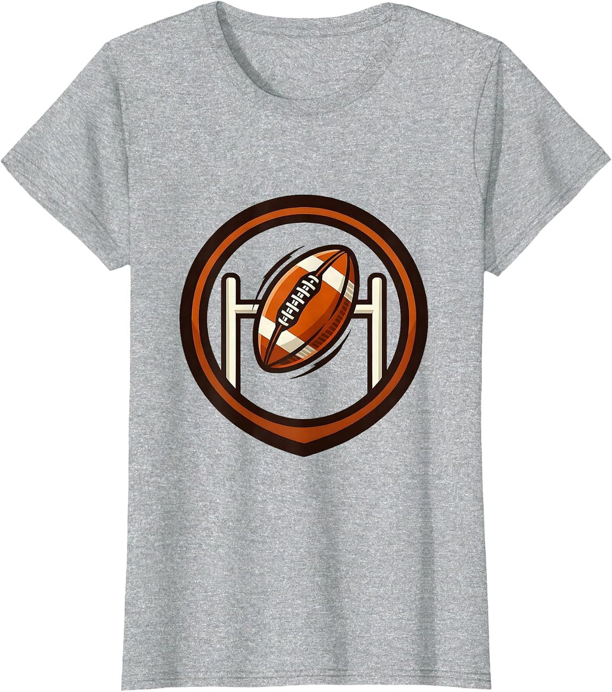 Rugby Ball Through the Goalposts Graphic T-Shirt - Heather Grey