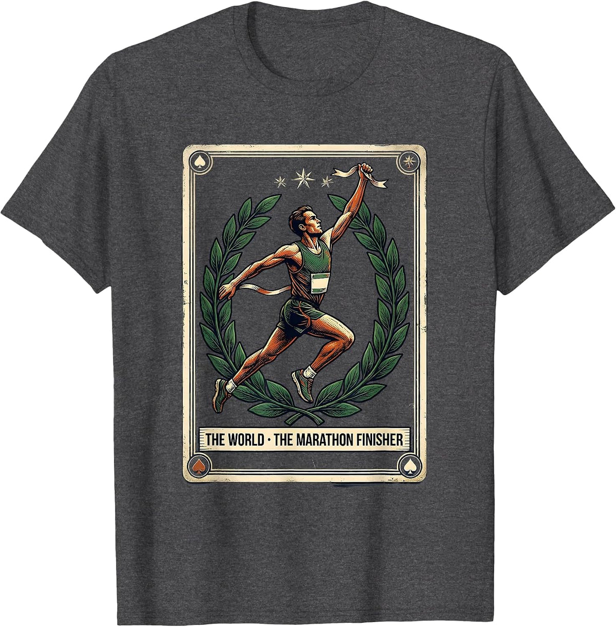 The World The Marathon Finisher Vintage Runner Gift T-Shirt - Dark Heather Grey