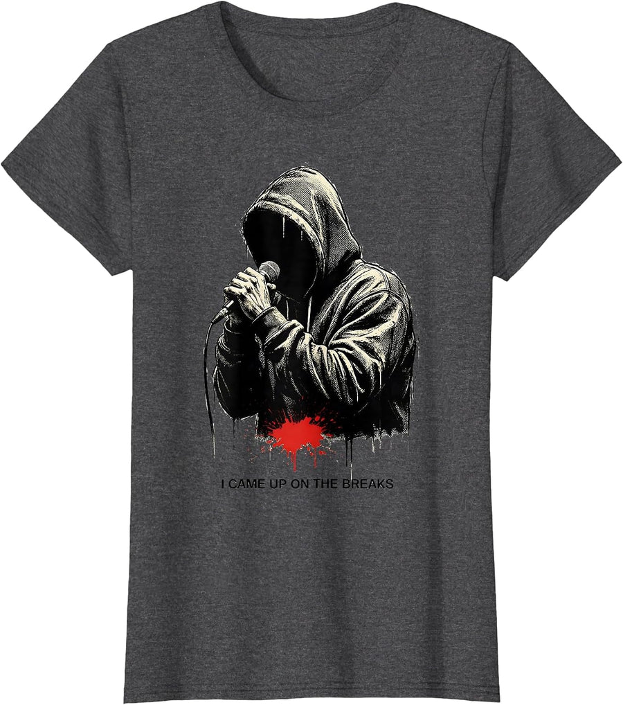 Women's I Came Up On The Breaks Streetwear Hip Hop Nostalgia Rap T-Shirt - Dark Heather Grey