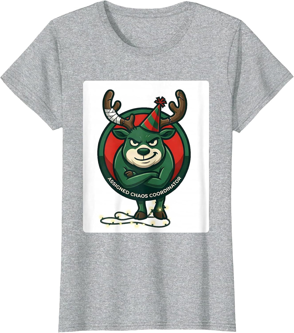 Assigned Chaos Coordinator Funny Christmas Group Humor T-Shirt - Heather Grey