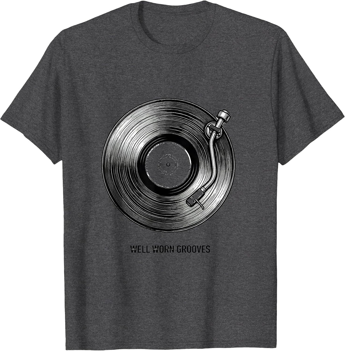 Well Worn Grooves Thick Thighs R&B Vibes Music Humor T-Shirt - Dark Heather Grey