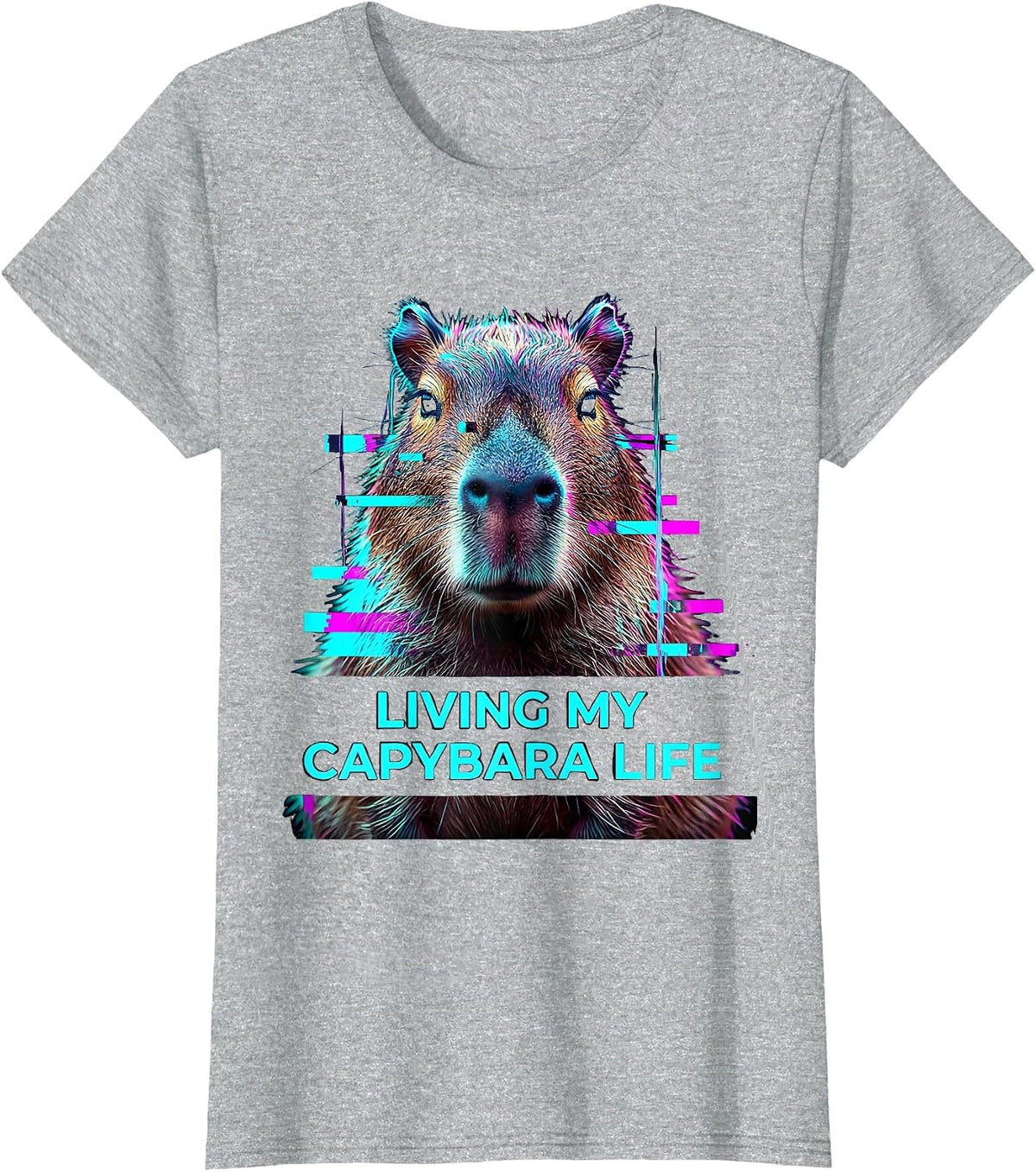 Living My Capybara Life Laid-Back Design T-Shirt - Heather Grey