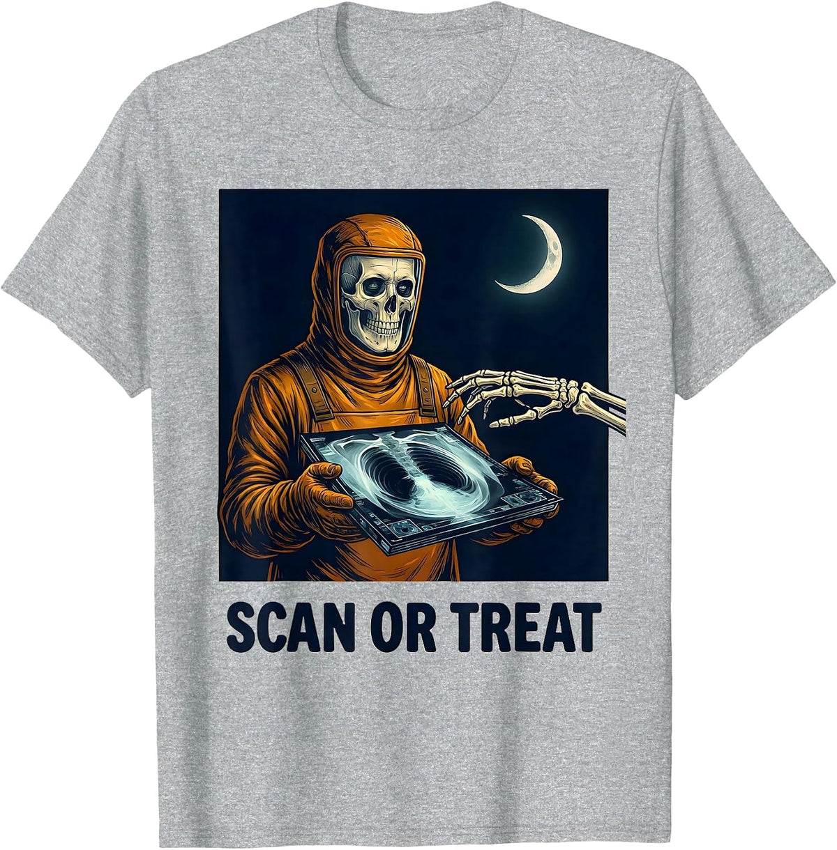 Men's Scan Or Treat Funny Radiologic Technologist Halloween T-Shirt - Heather Grey